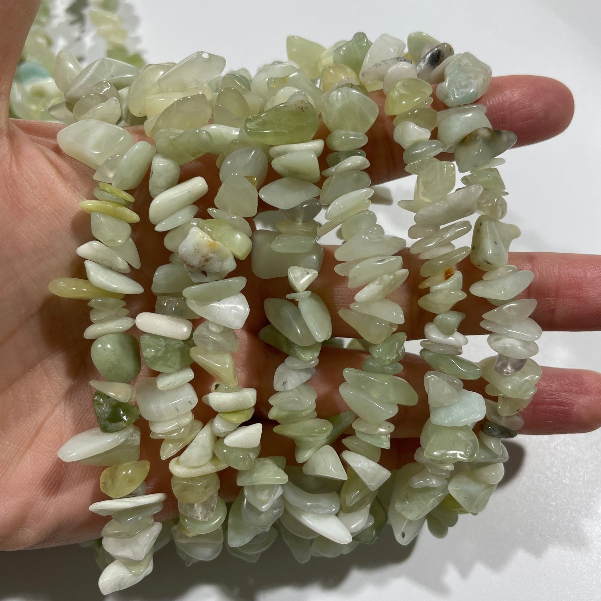 Hetian Jade Drilled Chips Stretch Bracelet - RockZ Sourcing Hub