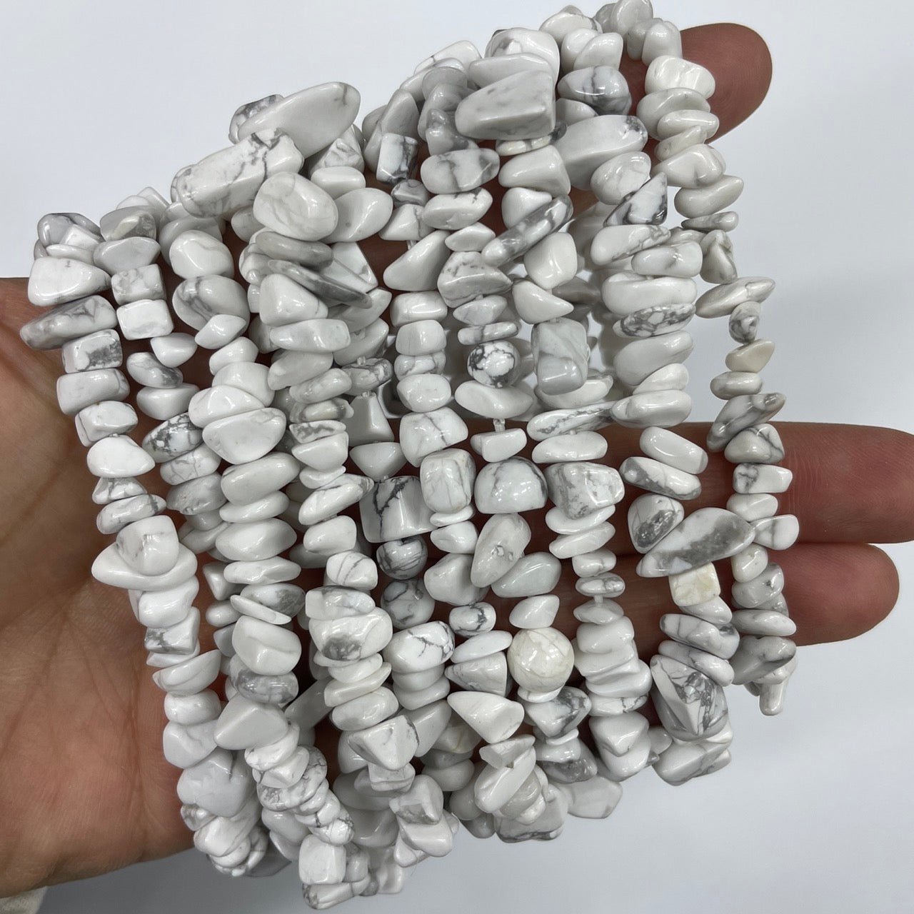 Howlite Drilled Chips Stretch Bracelet - RockZ Sourcing Hub