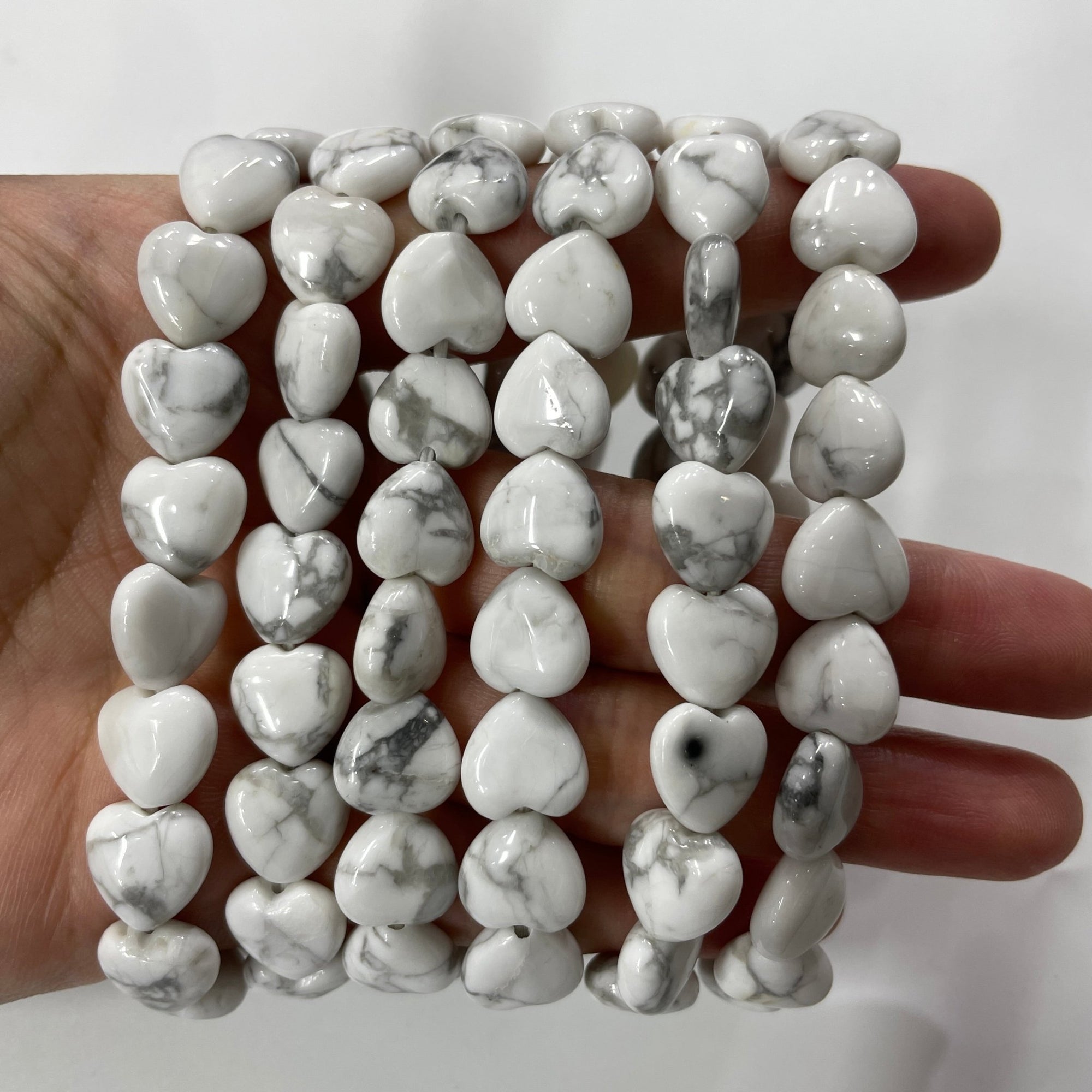 Howlite Heart-Shape Stretch Bracelet - RockZ Sourcing Hub