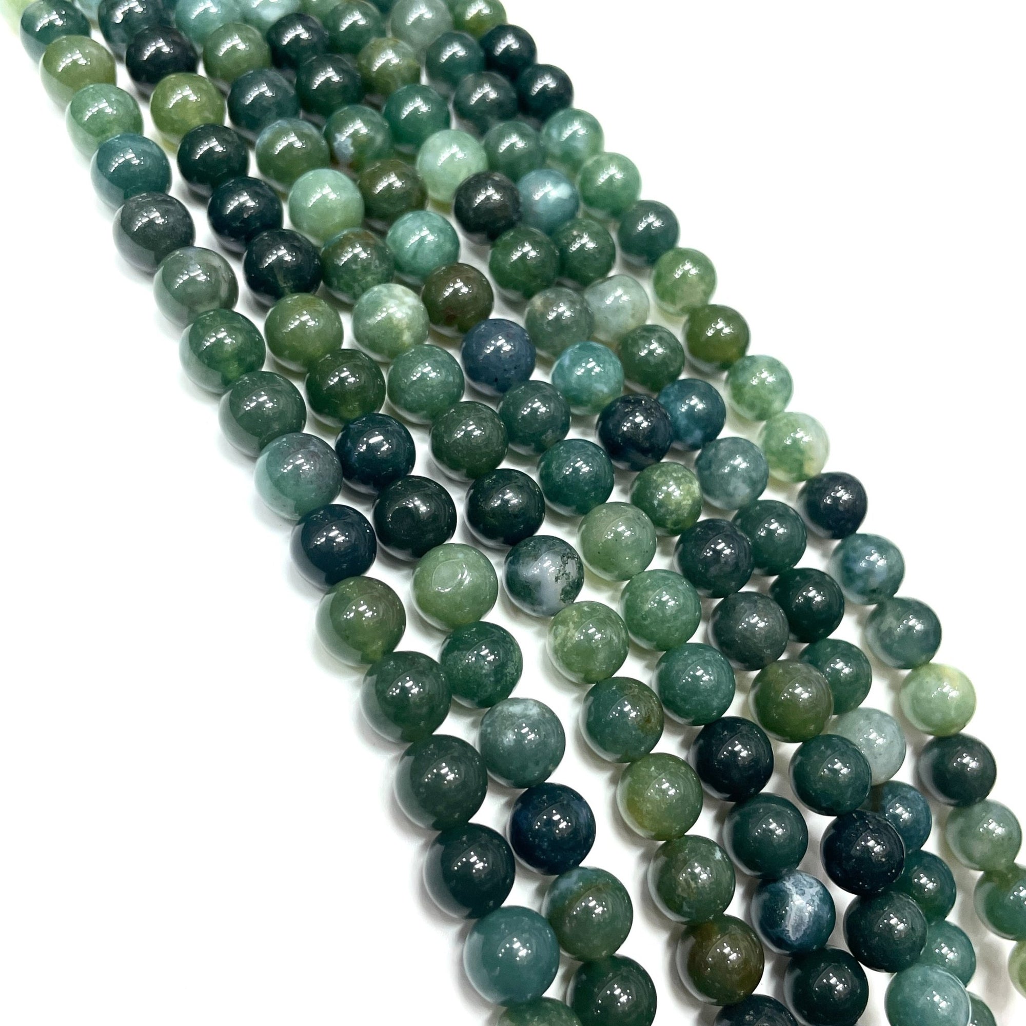 India Moss Agate Bead Strand - RockZ Sourcing Hub