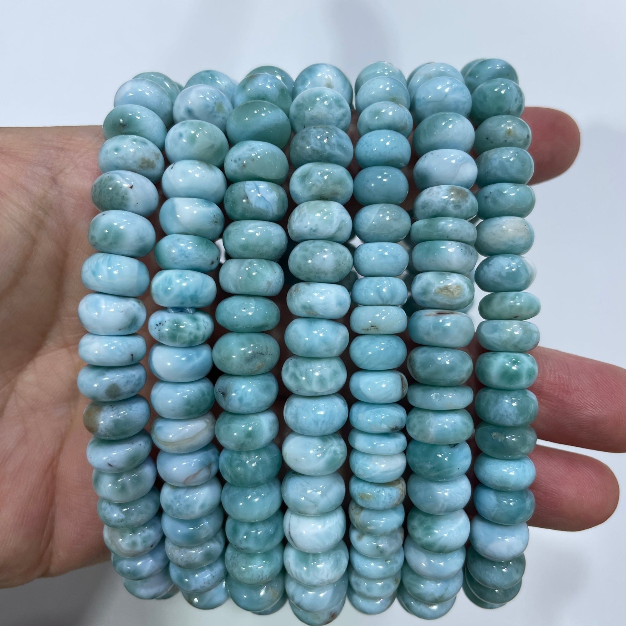 Larimar Rondelle Bead Stretch Bracelet - RockZ Sourcing Hub
