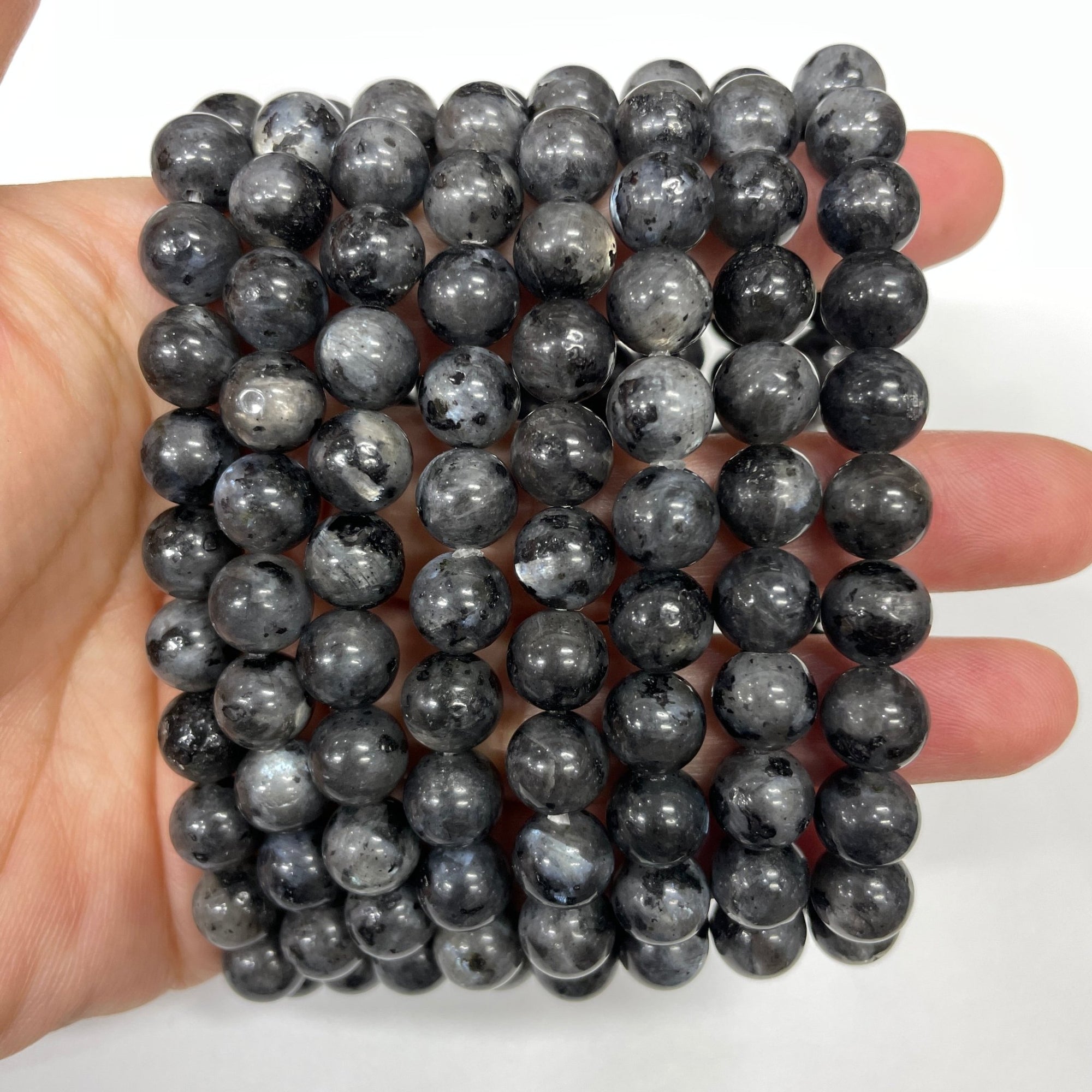 Larvikite Round Bead Stretch Bracelet - RockZ Sourcing Hub