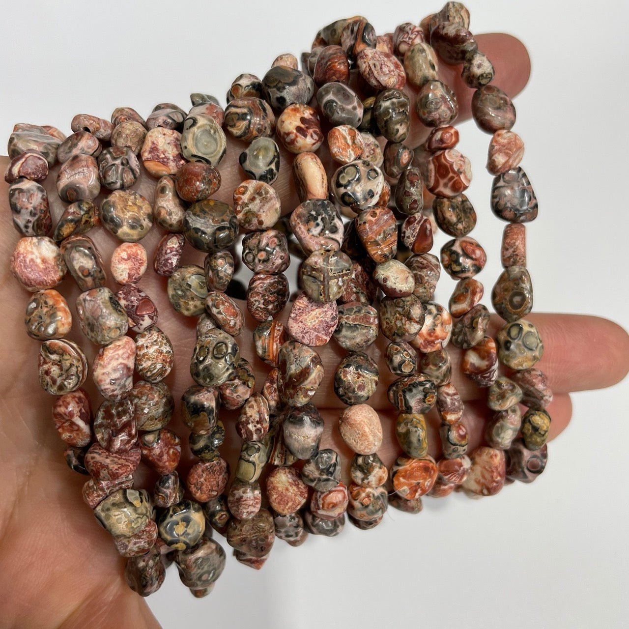 Leopard Jasper Drilled Nugget Stretch Bracelet - RockZ Sourcing Hub