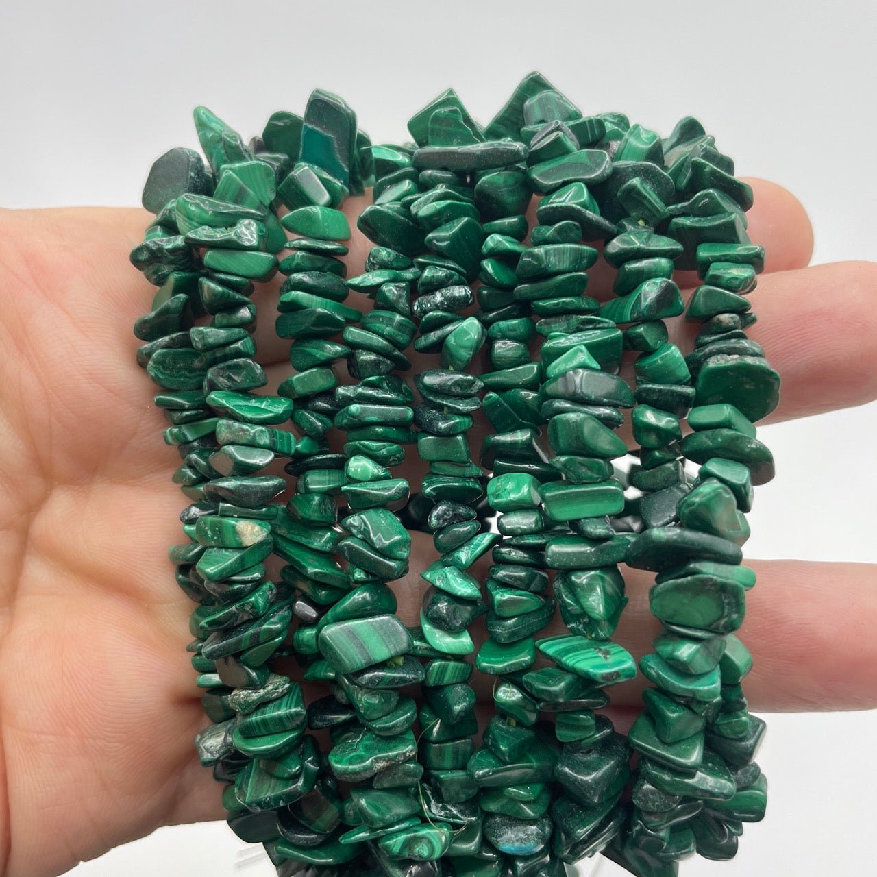 Malachite Drilled Chips Stretch Bracelet - RockZ Sourcing Hub