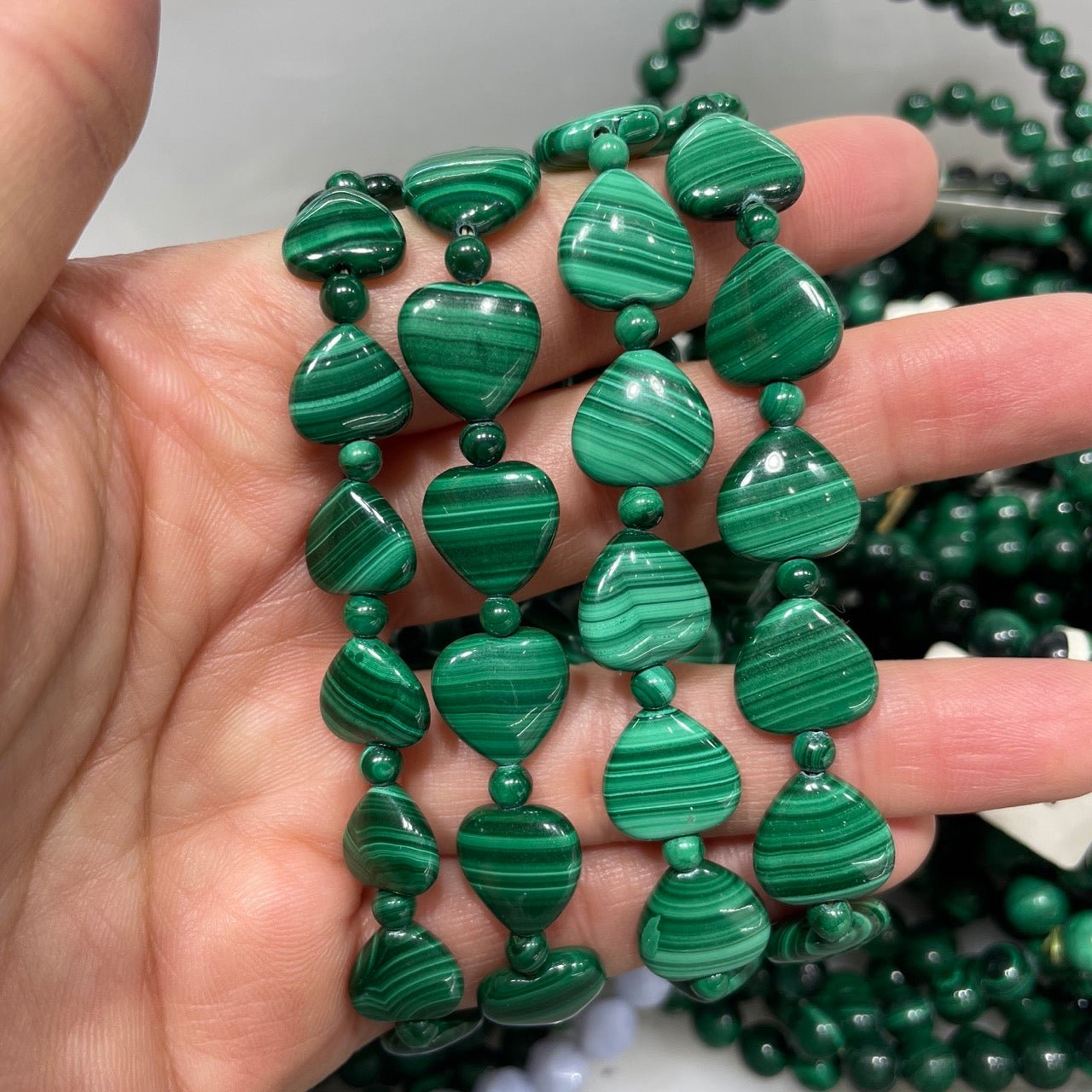 Malachite Heart - Shape Stretch Bracelet - RockZ Sourcing Hub
