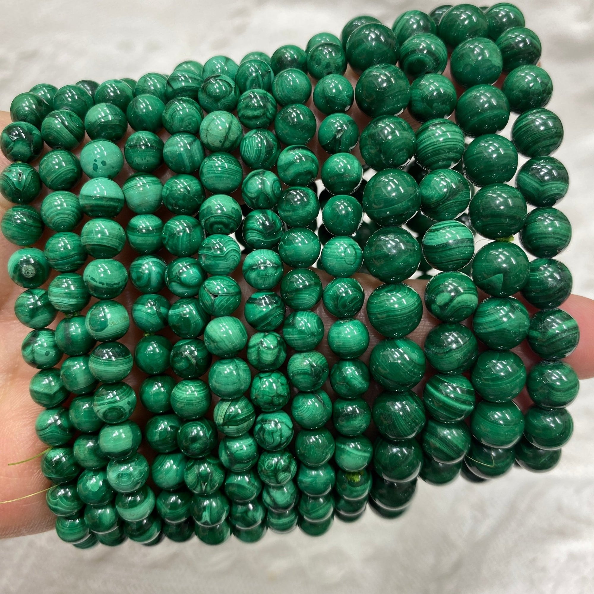 Malachite Round Bead Stretch Bracelet - Grade AA - RockZ Sourcing Hub