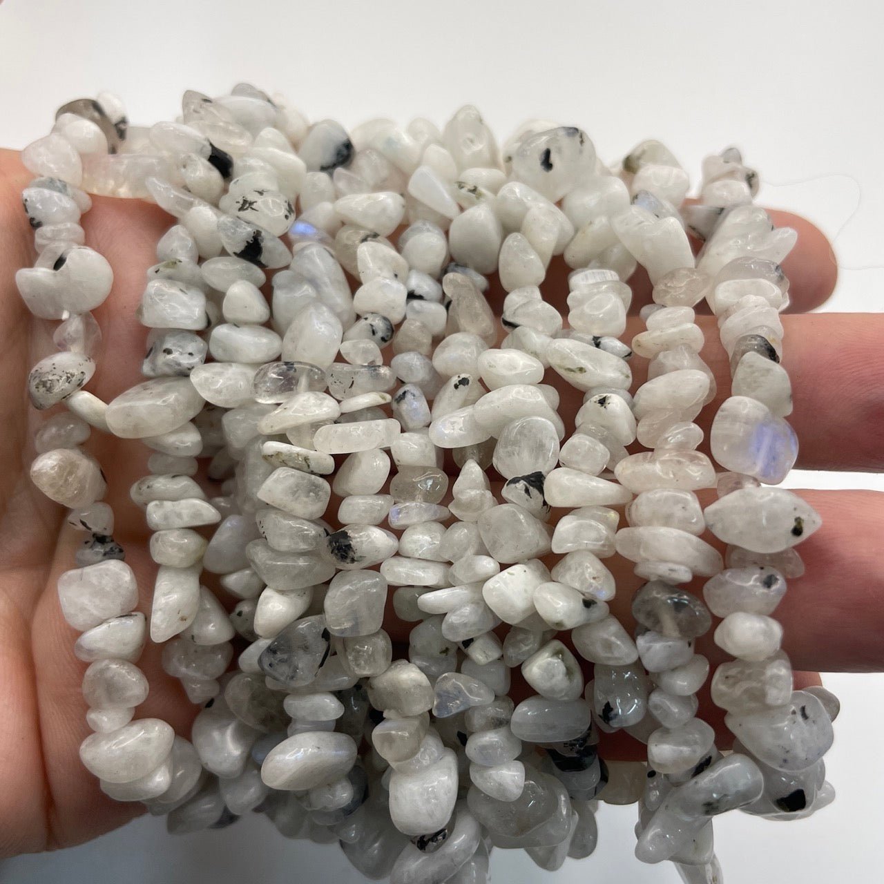 Moonstone Drilled Chips Stretch Bracelet - RockZ Sourcing Hub
