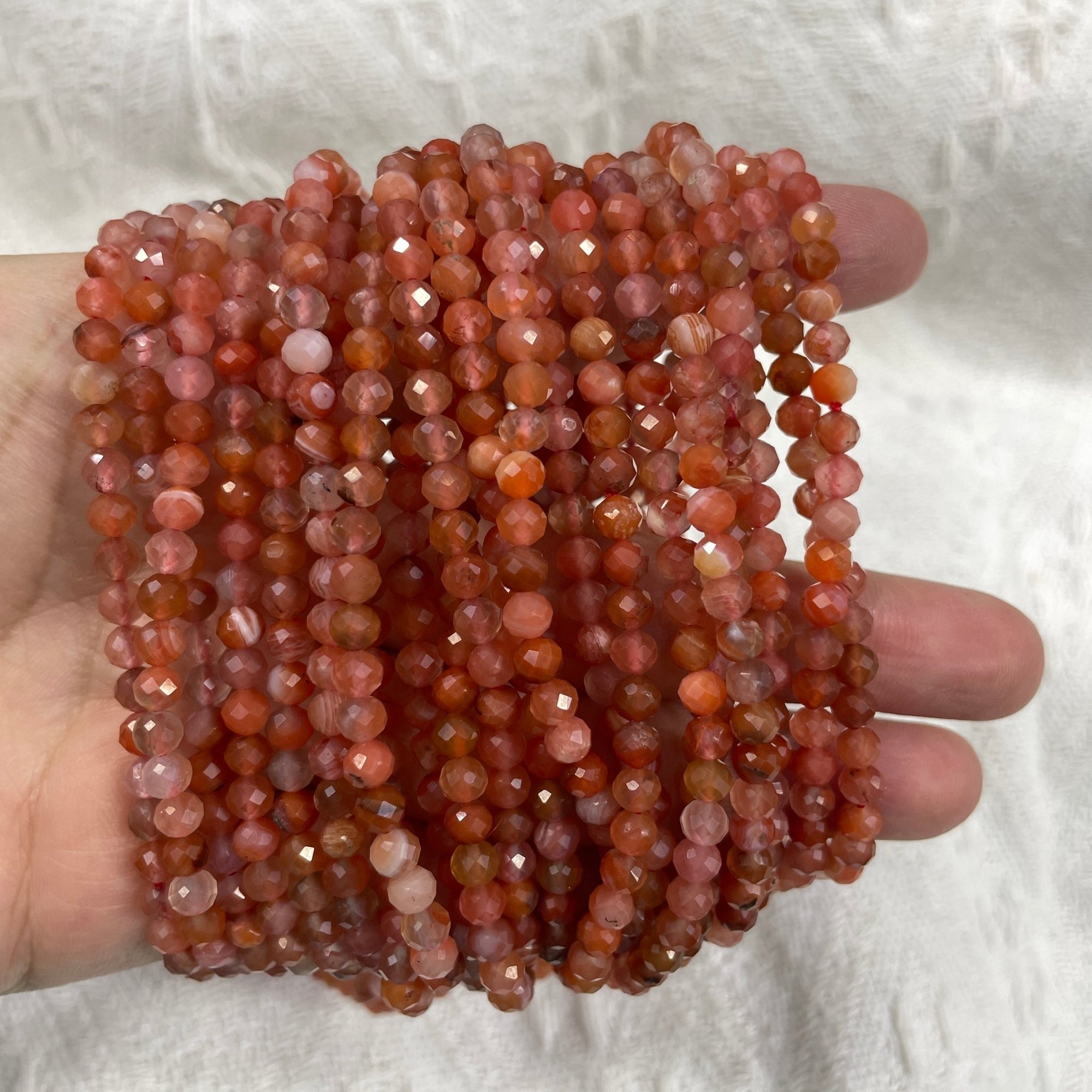 Nanhong Agate Faceted Bead Stretch Bracelet - RockZ Sourcing Hub