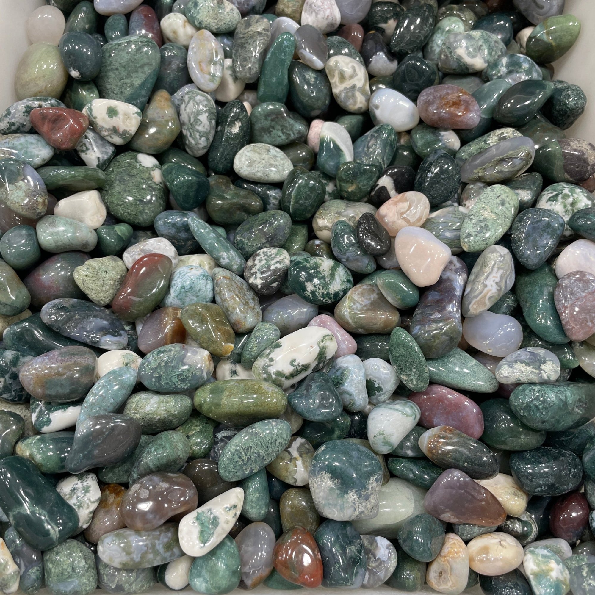 Ocean Jasper &amp; Moss Agate Tumblestone - RockZ Sourcing Hub