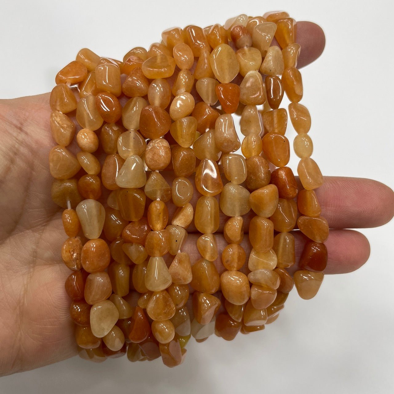 Orange Aventurine Drilled Nugget Stretch Bracelet - RockZ Sourcing Hub