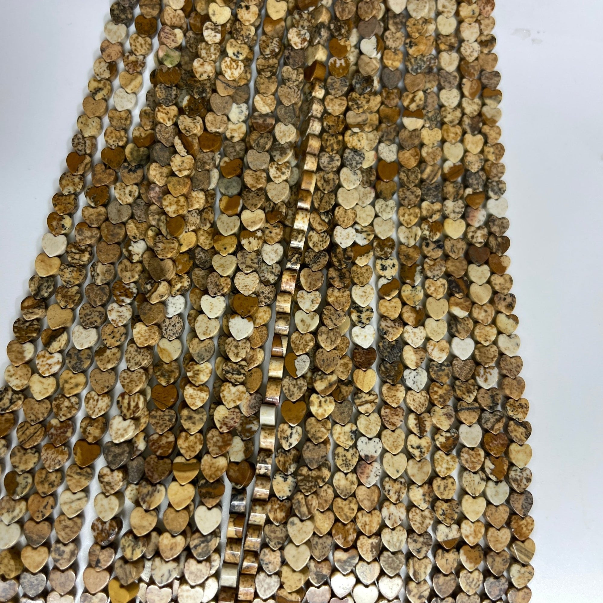 Picture Jasper Double-Sided Flat Heart Shaped Bead Strand - RockZ Sourcing Hub