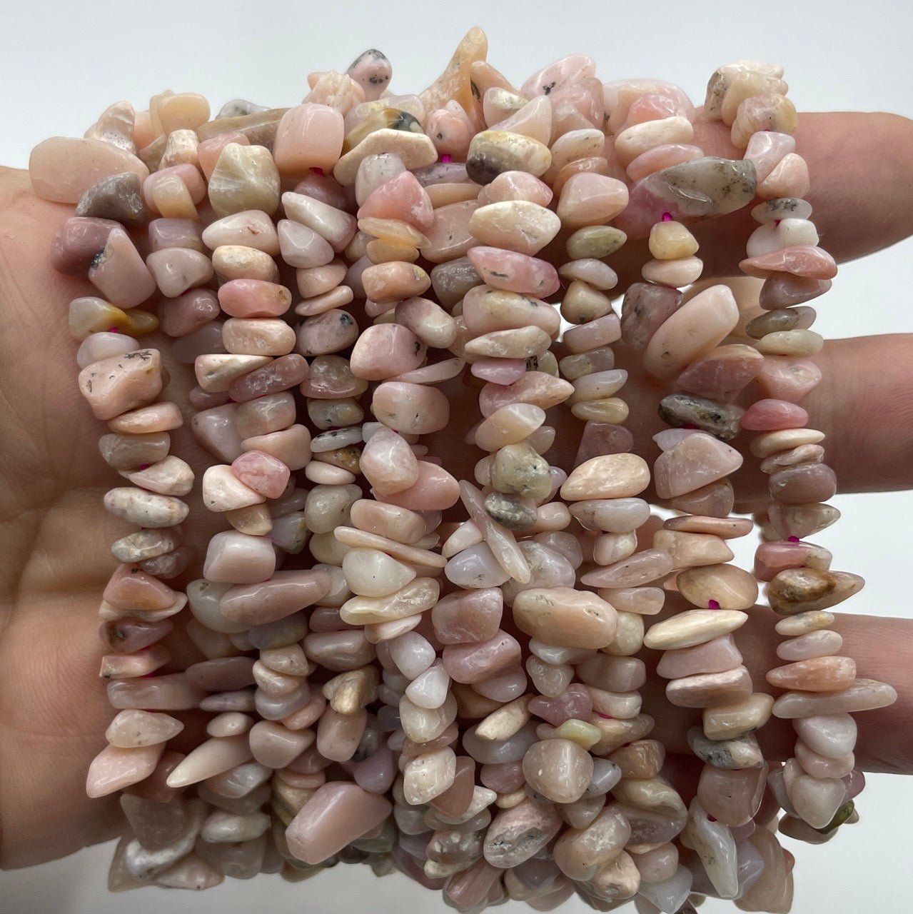 Pink Opal Drilled Chips Stretch Bracelet - RockZ Sourcing Hub