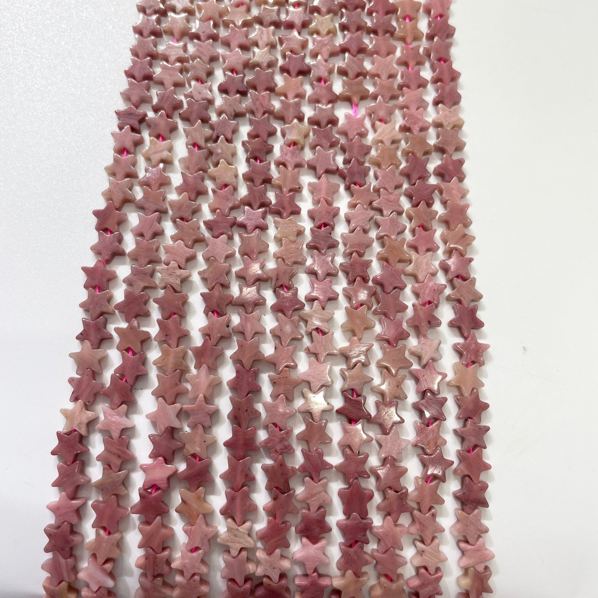Pink Petrified Wood Double-Sided Flat Star Shaped Bead Strand - RockZ Sourcing Hub