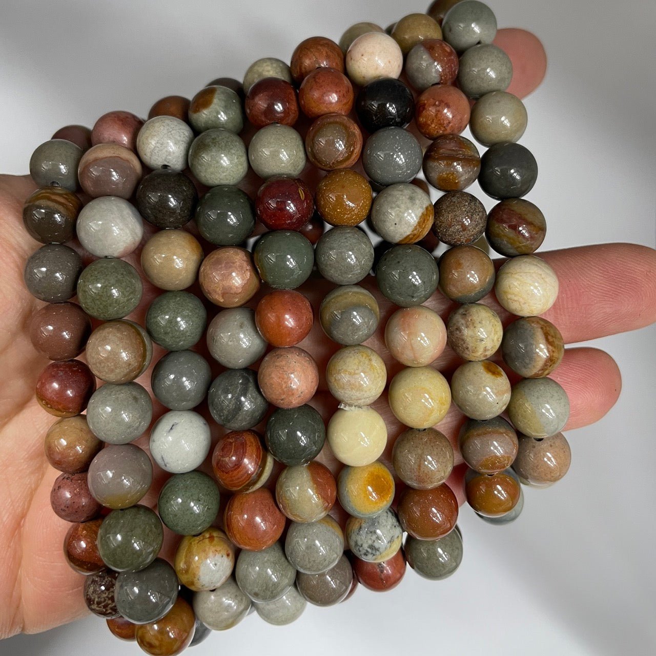 Polychrome Jasper Round Bead Stretch Bracelet - RockZ Sourcing Hub