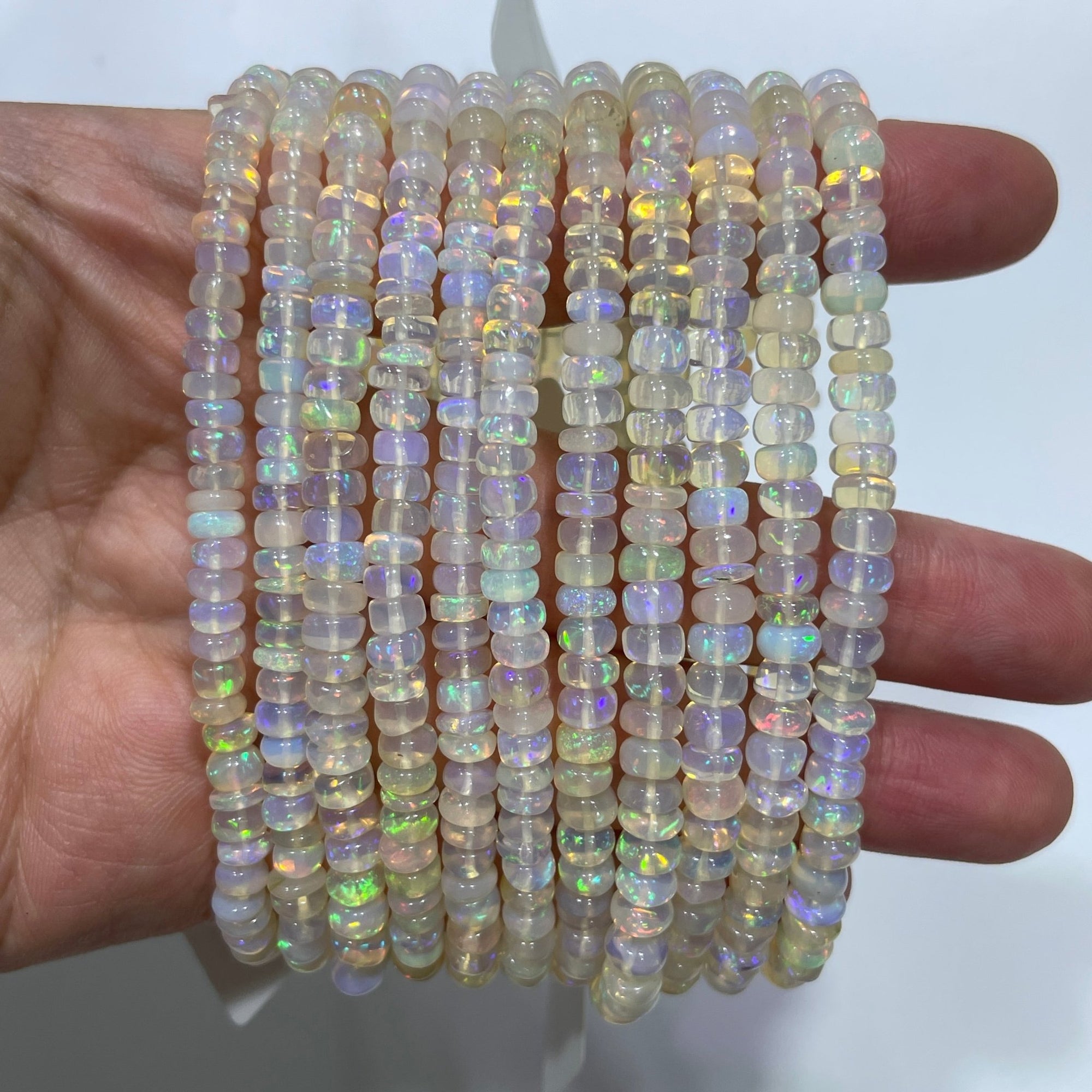 Precious Ethiopian Opal Rondelle Bead Stretch Bracelet - RockZ Sourcing Hub