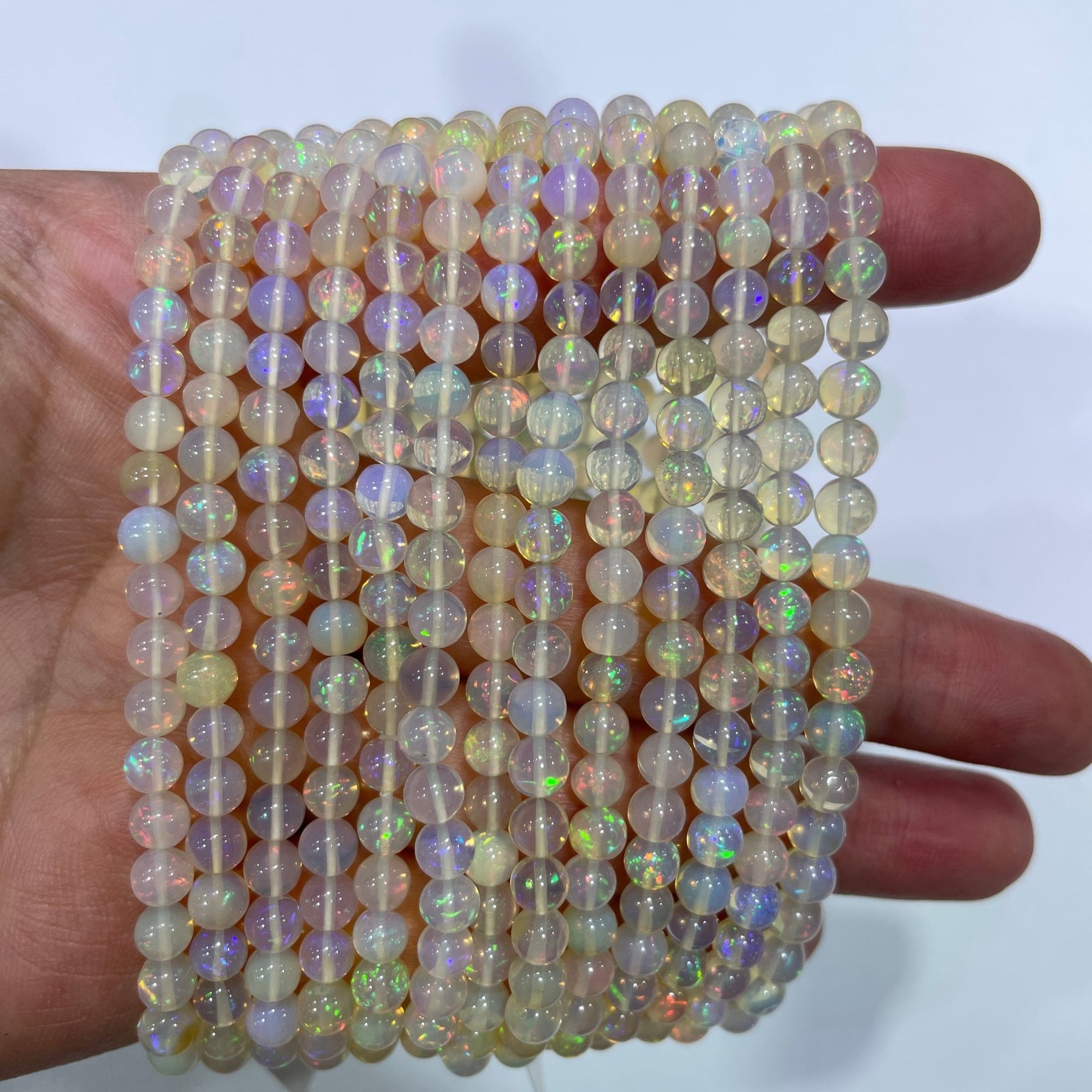 Precious Ethiopian Opal Round Bead Stretch Bracelet - RockZ Sourcing Hub