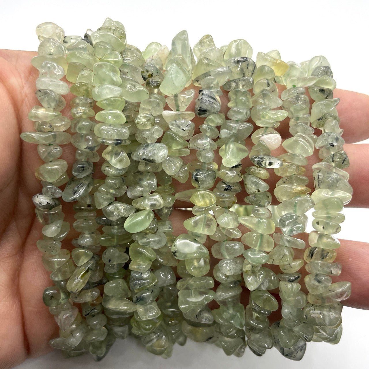 Prehnite Agate Drilled Chips Stretch Bracelet - RockZ Sourcing Hub