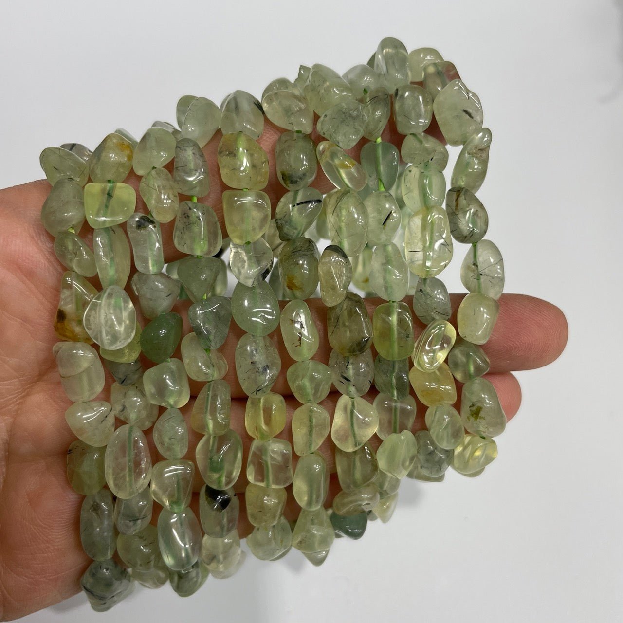Prehnite Agate Drilled Nugget Stretch Bracelet - RockZ Sourcing Hub