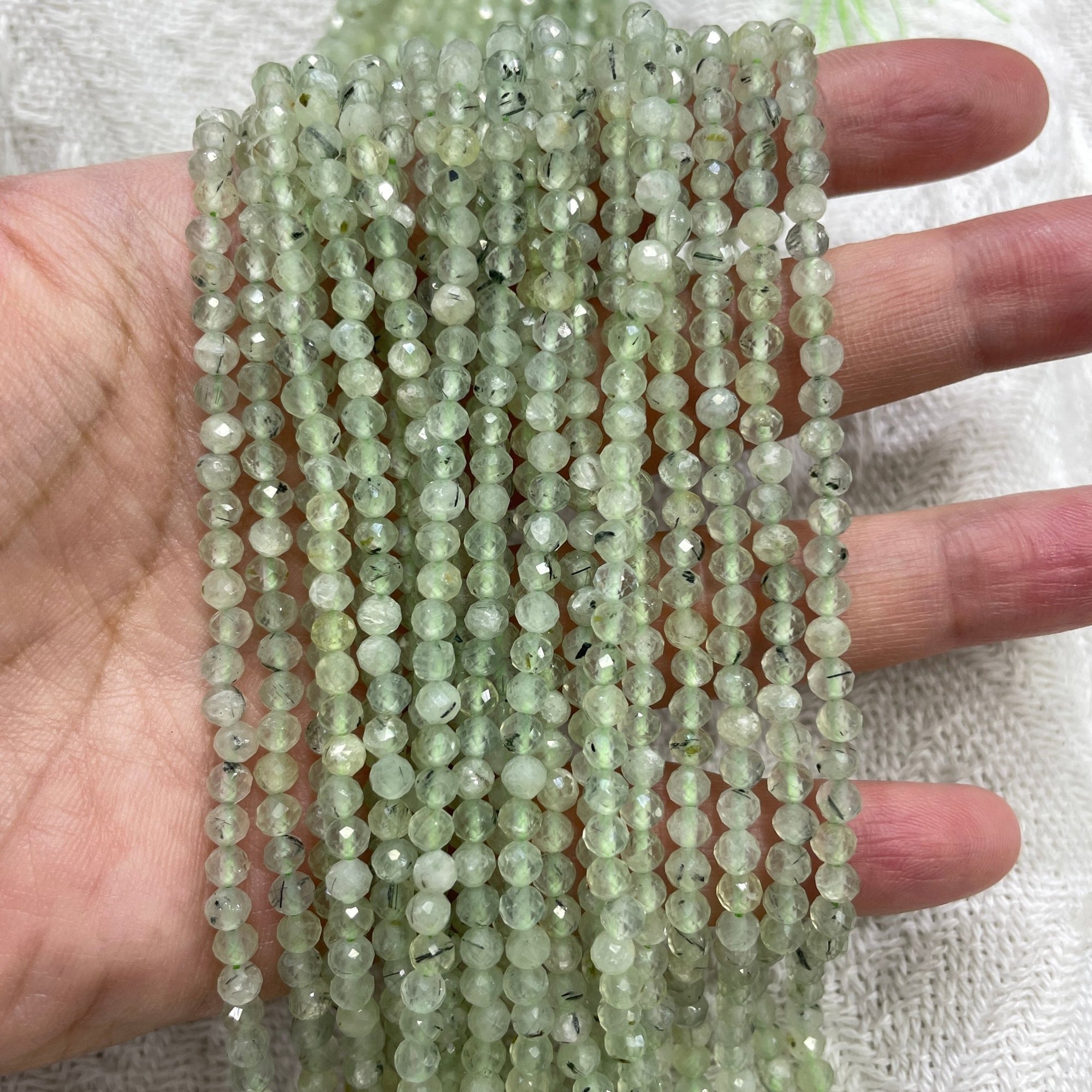 Prehnite Agate Faceted Bead Strand - RockZ Sourcing Hub
