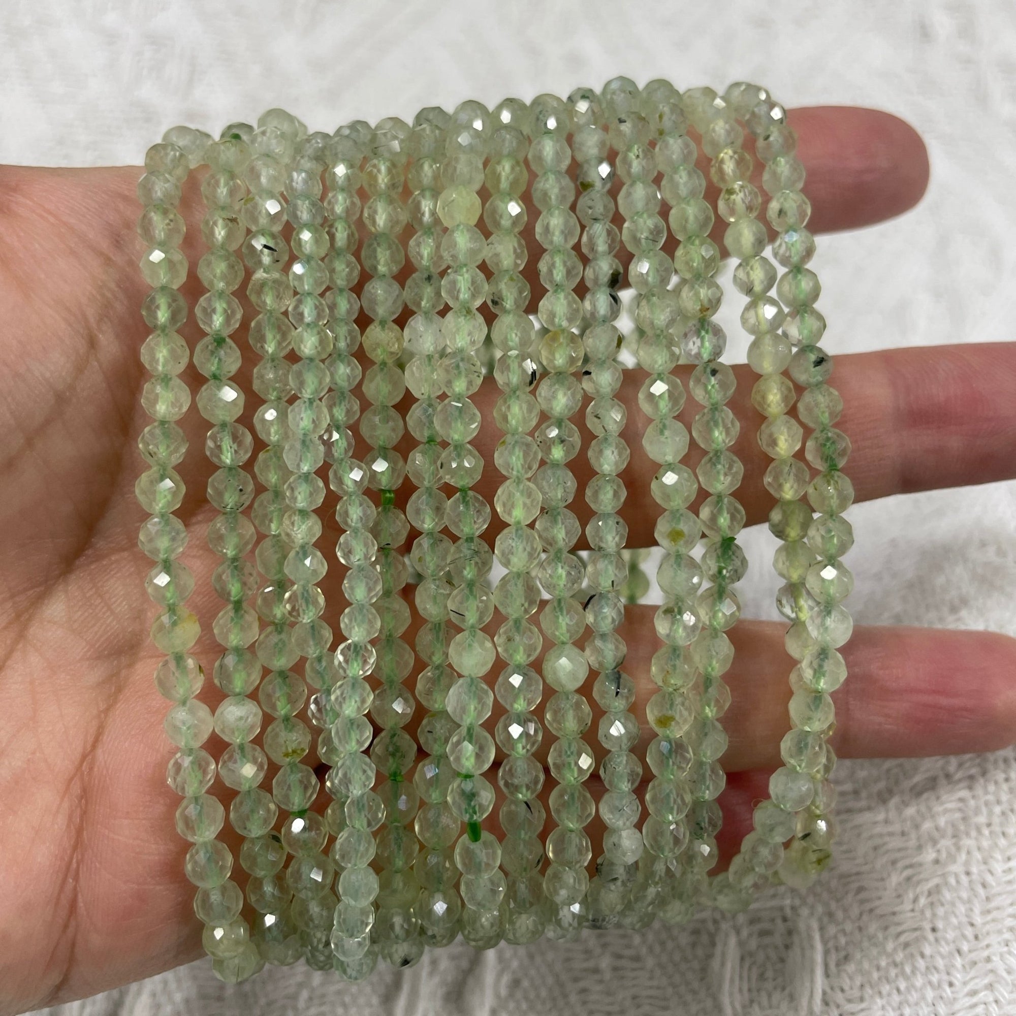 Prehnite Agate Faceted Bead Stretch Bracelet - RockZ Sourcing Hub