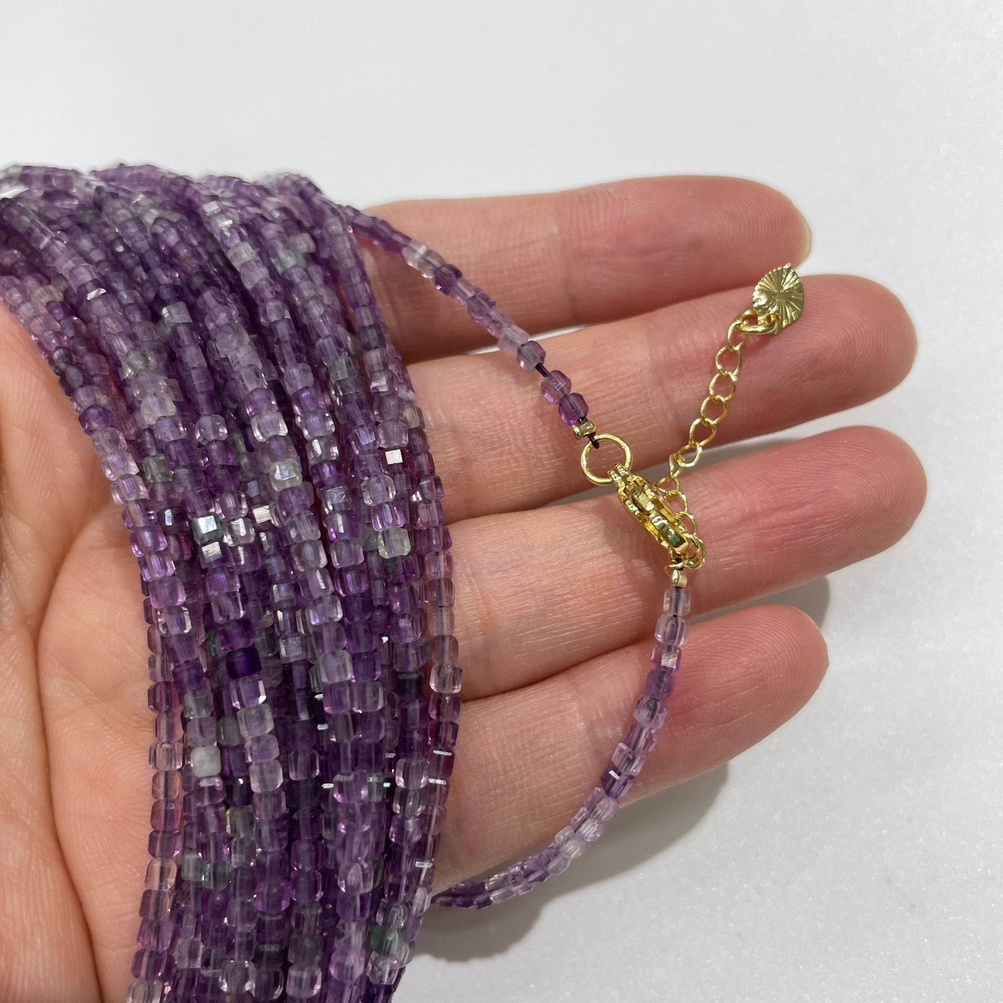 Purple Fluorite Micro Faceted Cube Collar Necklace - RockZ Sourcing Hub