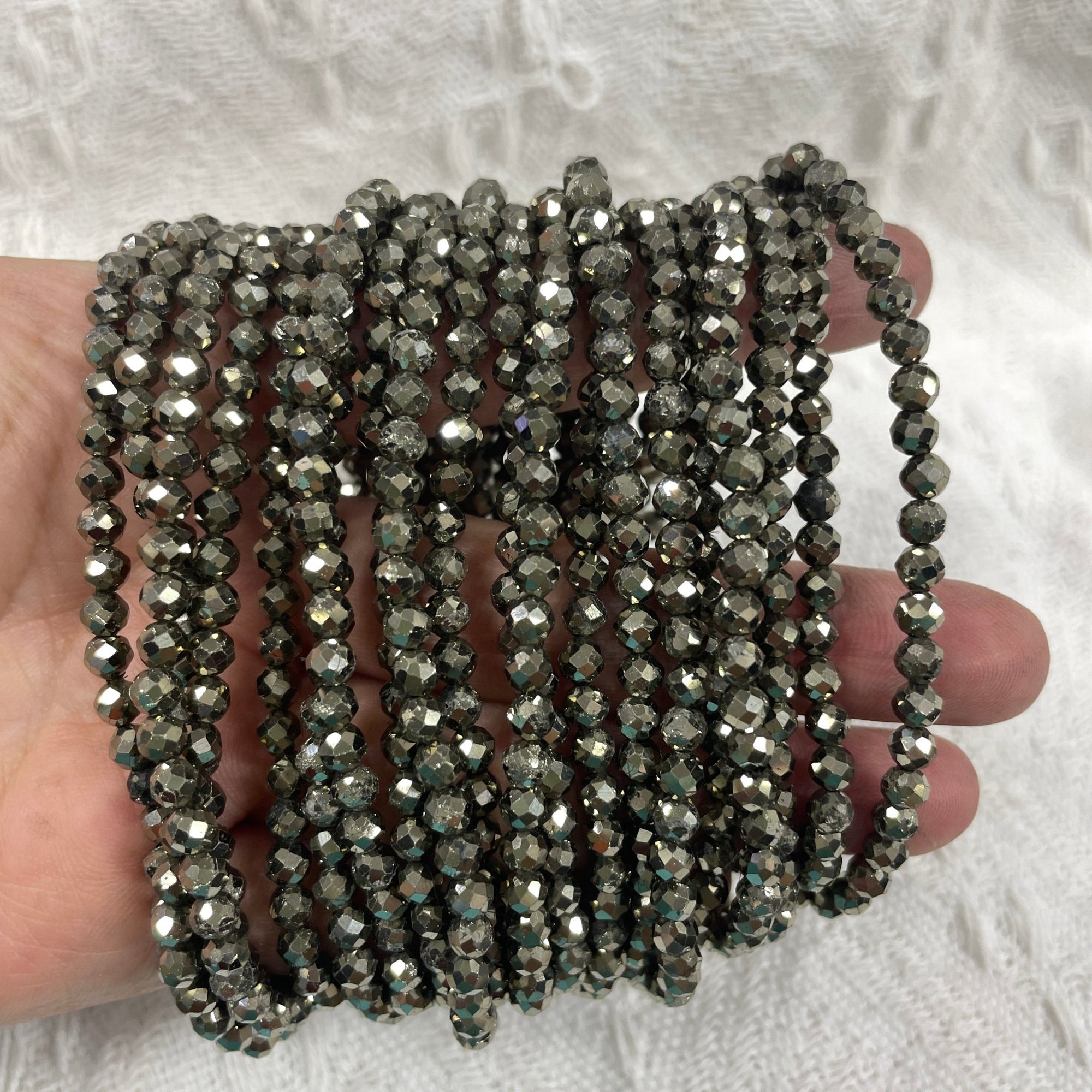 Pyrite Faceted Bead Stretch Bracelet - RockZ Sourcing Hub