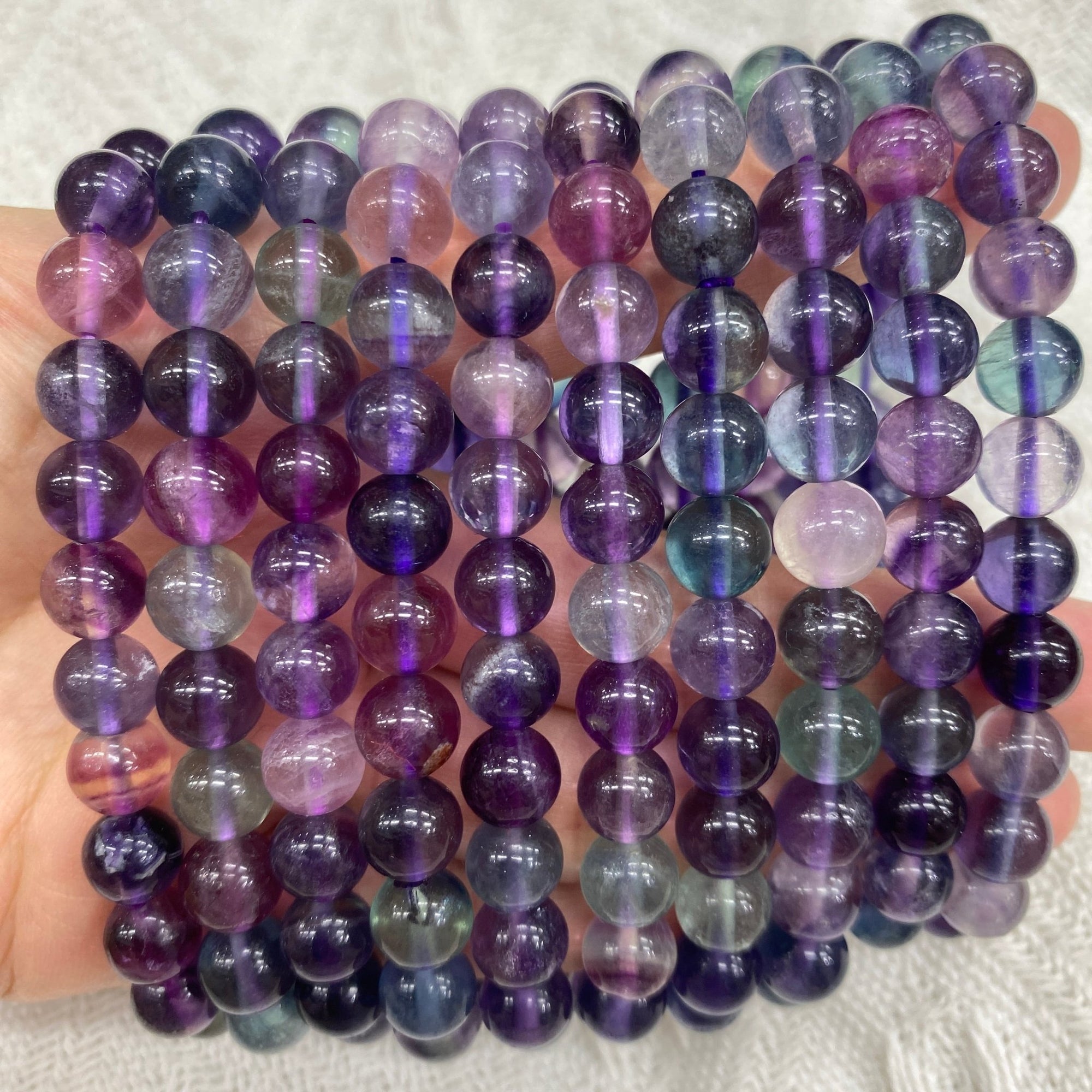 Rainbow Fluorite Round Bead Stretch Bracelet - Grade A - RockZ Sourcing Hub