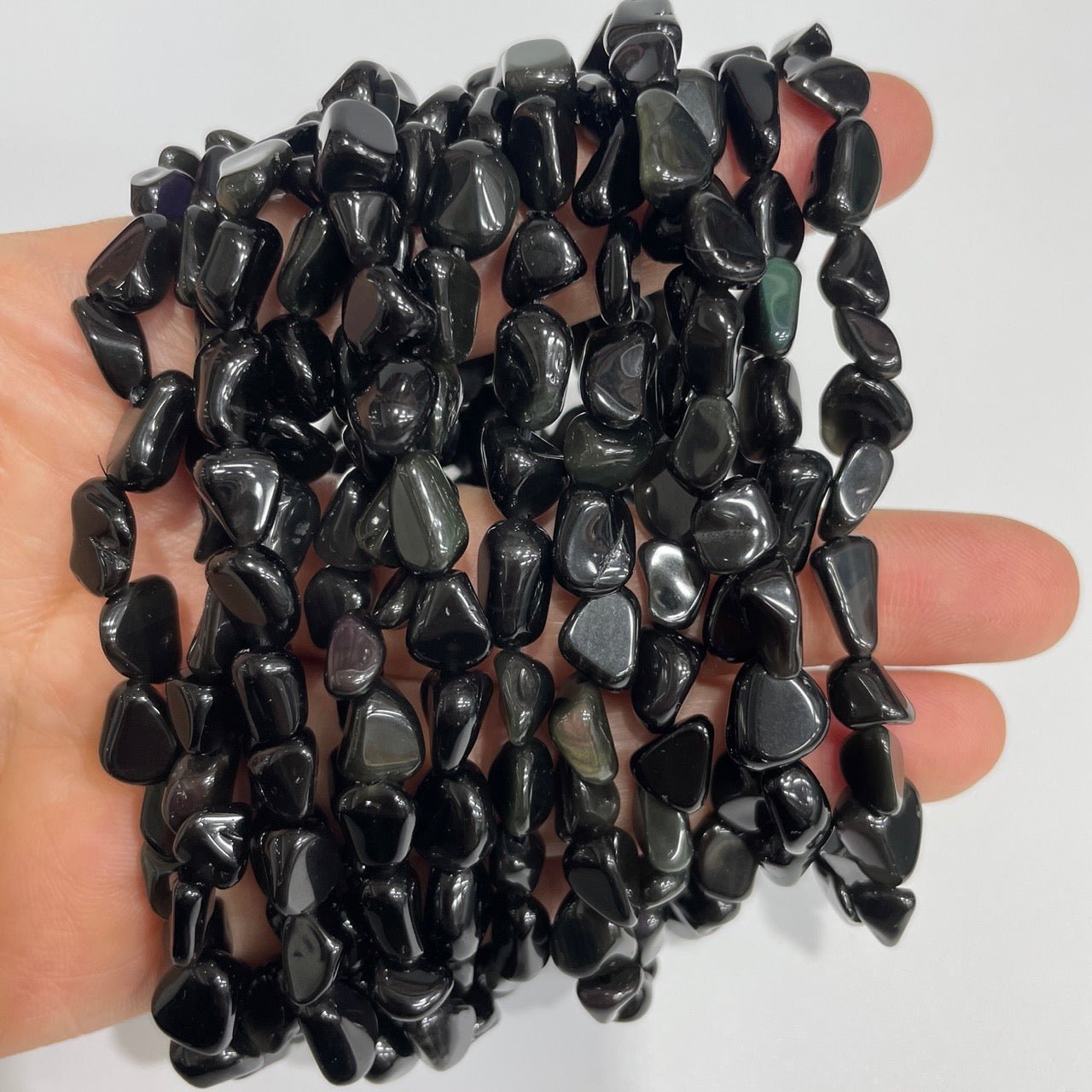 Rainbow Obsidian Drilled Nugget Stretch Bracelet - RockZ Sourcing Hub