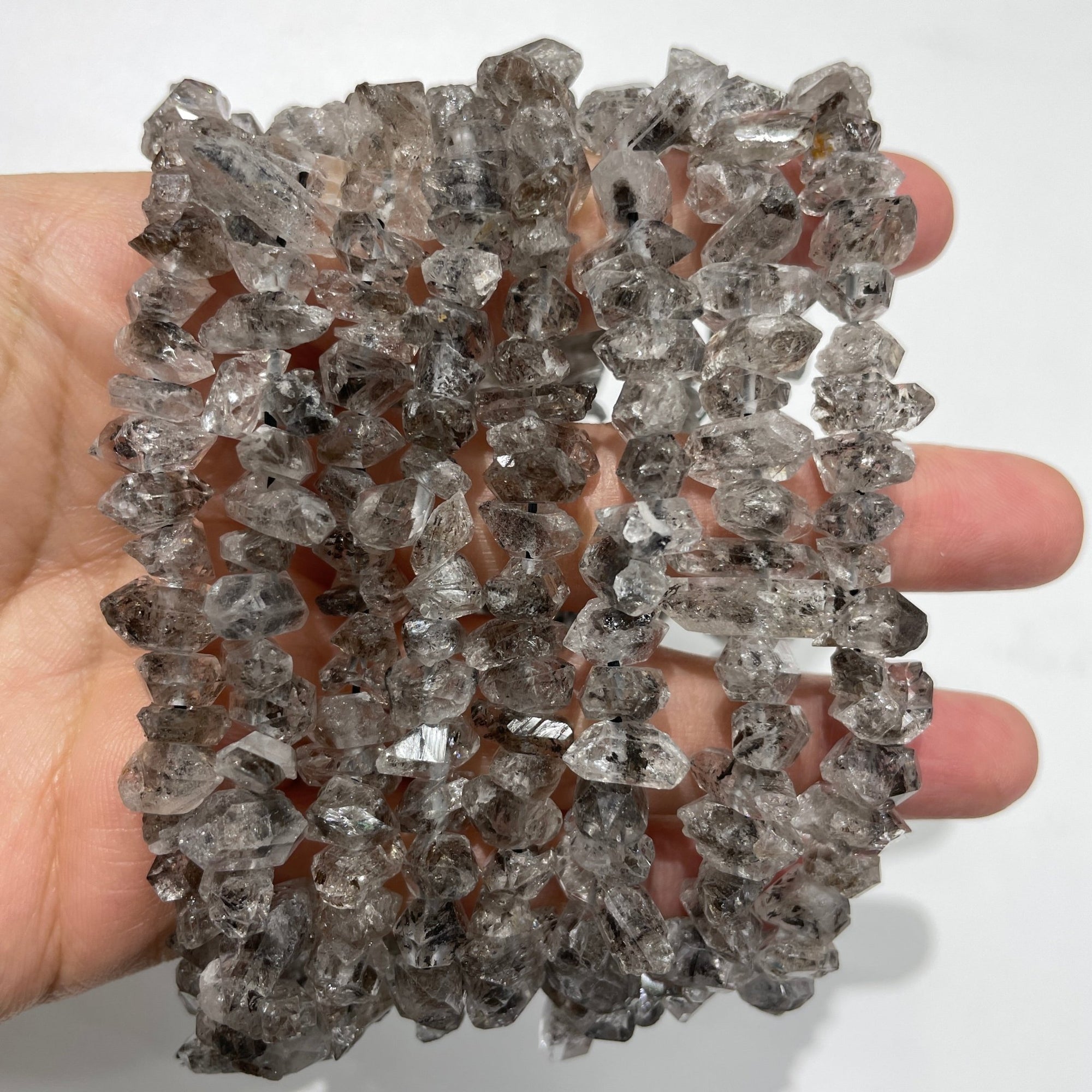 Raw Herkimer Diamond Double-Terminated Crystal Stretch Bracelet - RockZ Sourcing Hub