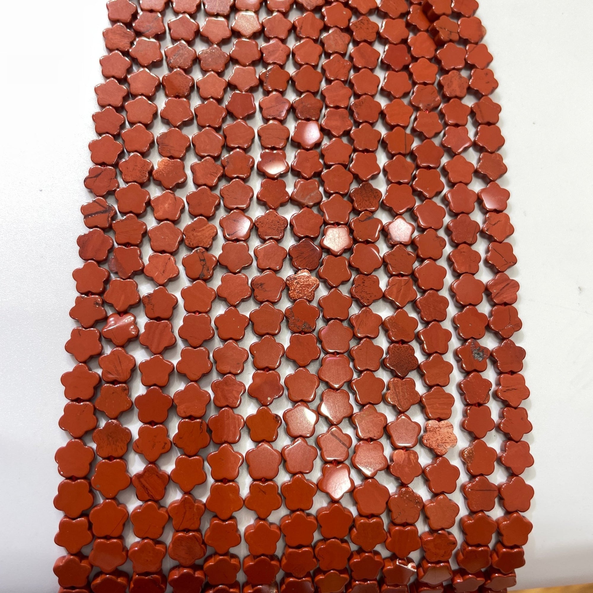 Red Jasper Double-Sided Flat Flower Shaped Bead Strand - RockZ Sourcing Hub