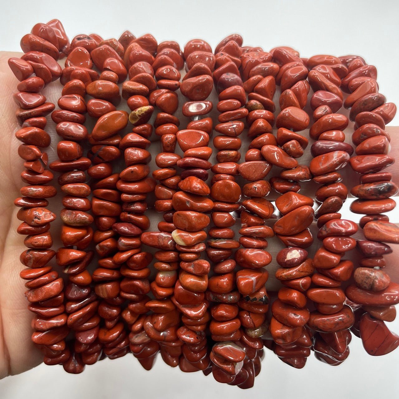 Red Jasper Drilled Chips Stretch Bracelet - RockZ Sourcing Hub