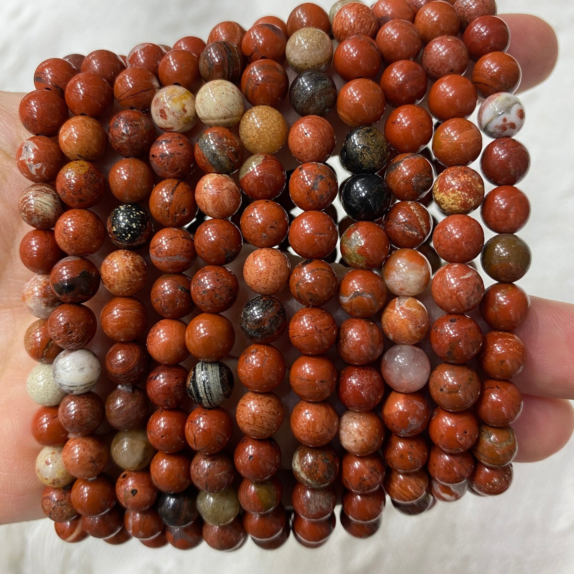 Red Jasper Round Bead Stretch Bracelet - RockZ Sourcing Hub
