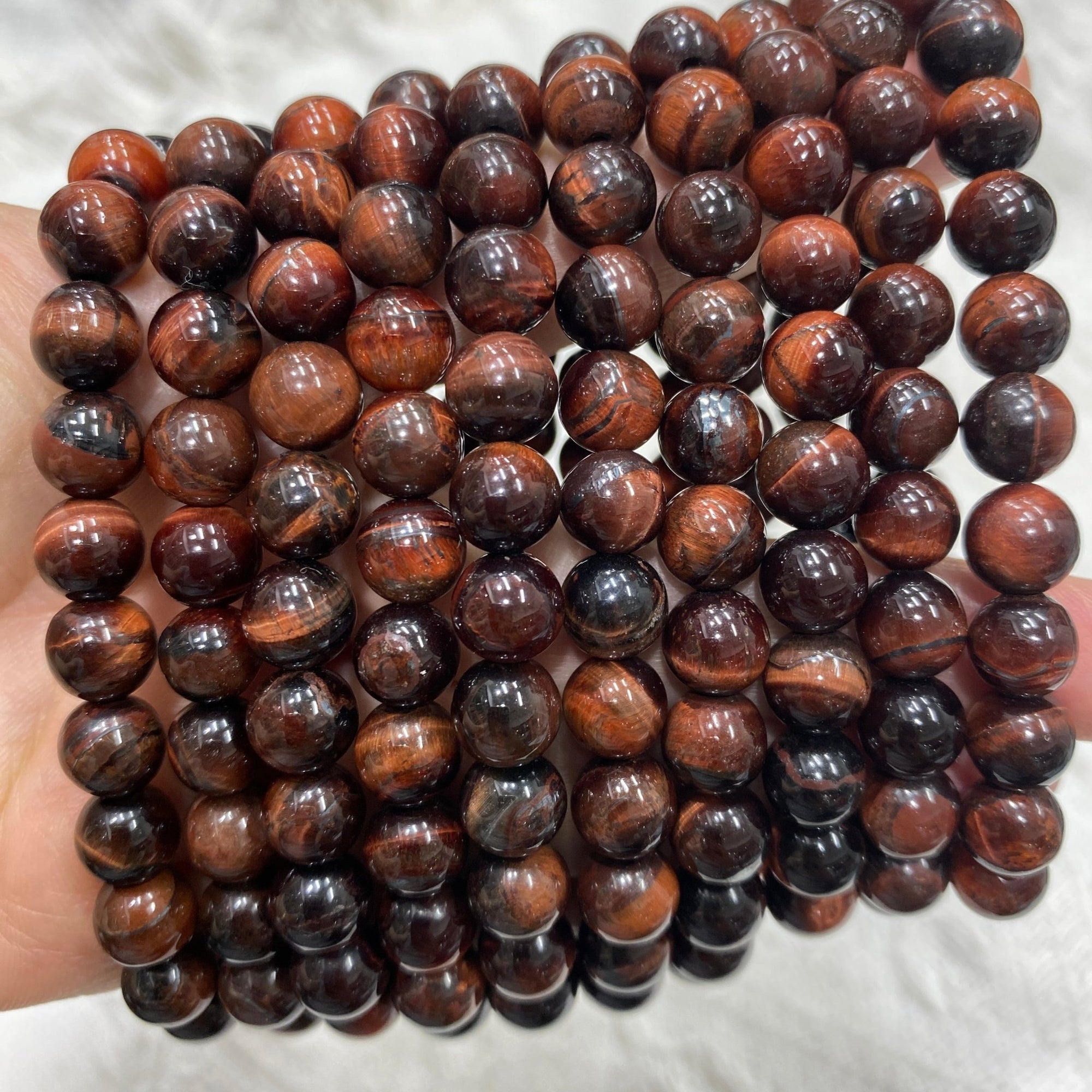 Red Tiger's Eye Round Bead Stretch Bracelet - RockZ Sourcing Hub