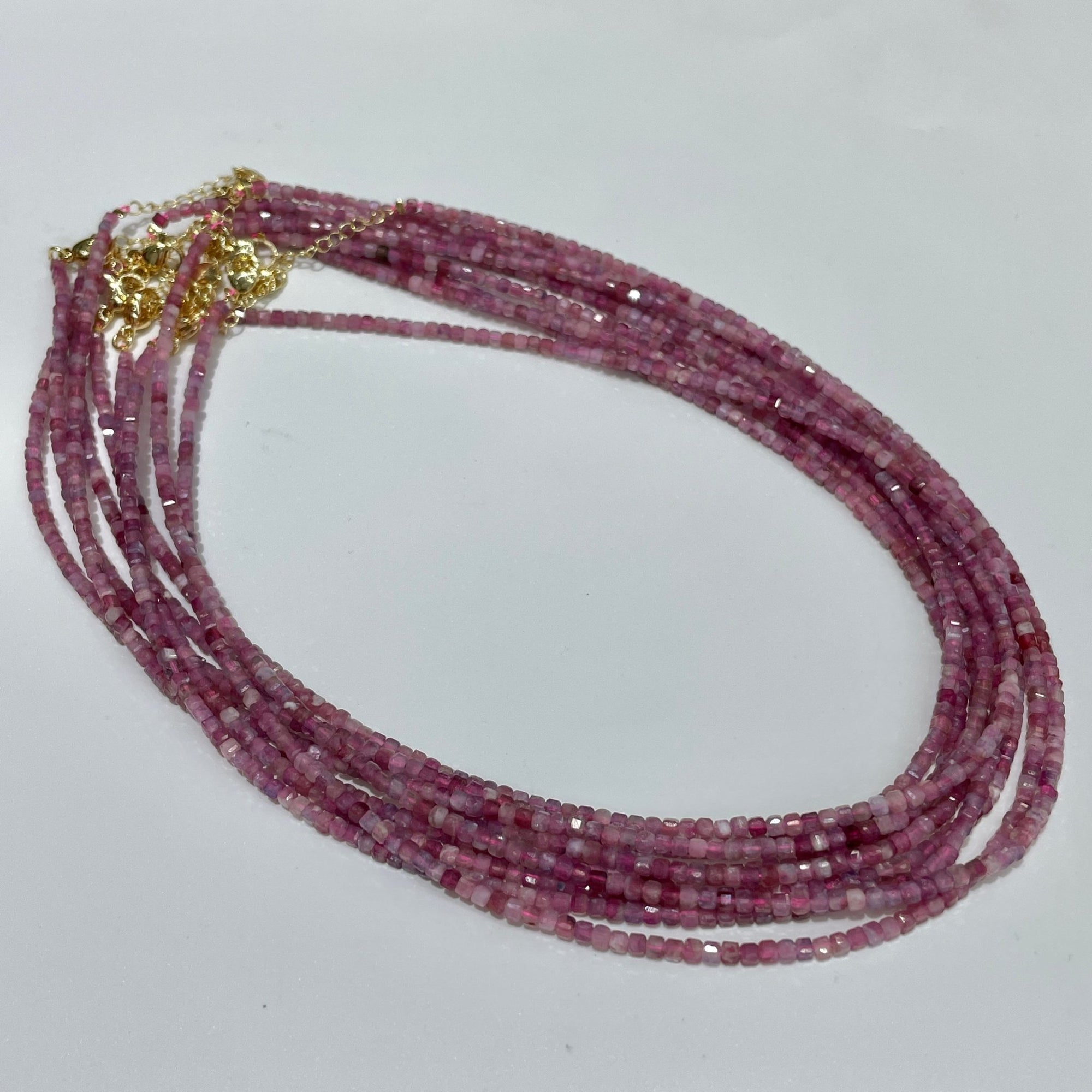 Red Tourmaline Micro Faceted Cube Collar Necklace - RockZ Sourcing Hub