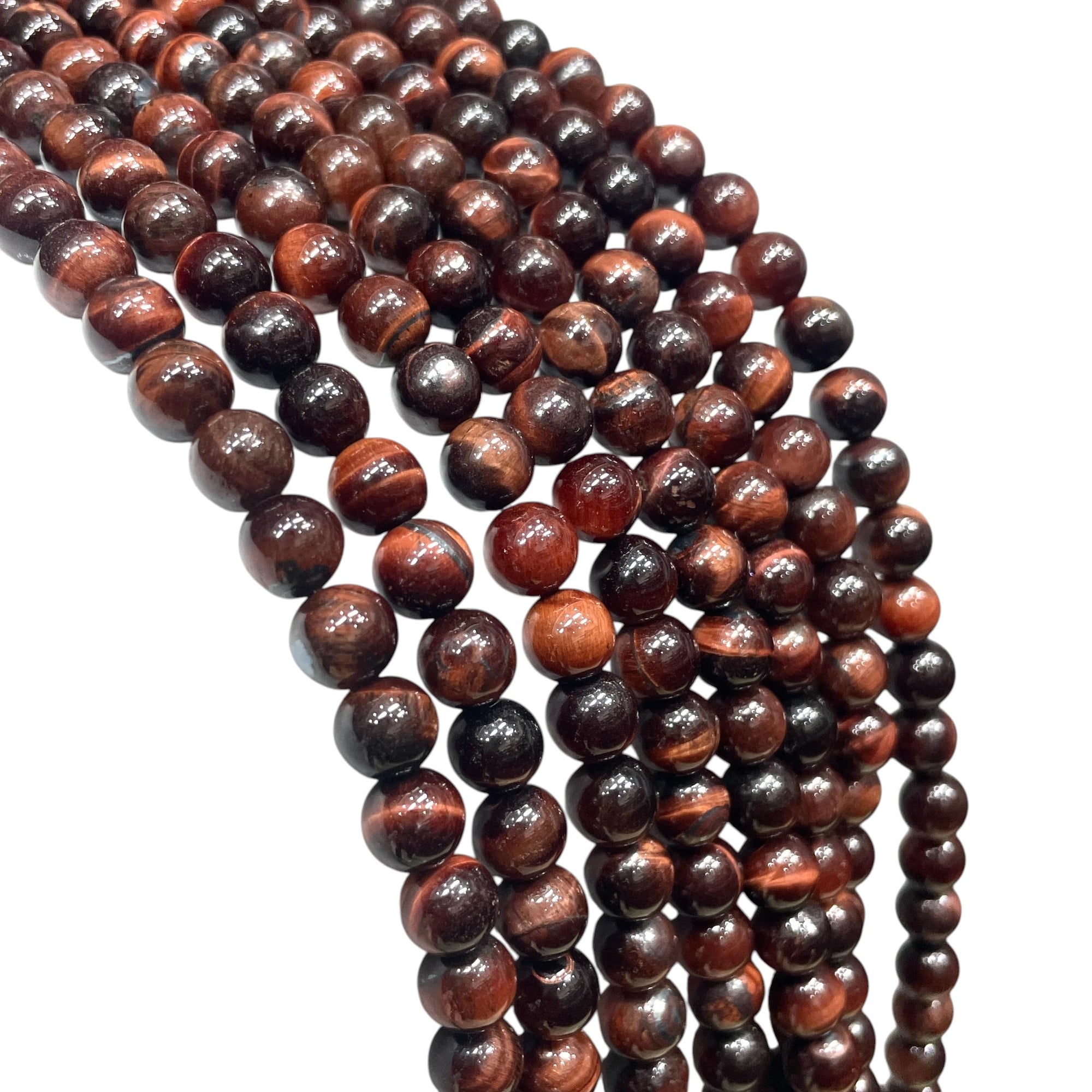 Red Tiger's Eye Round Bead Strand