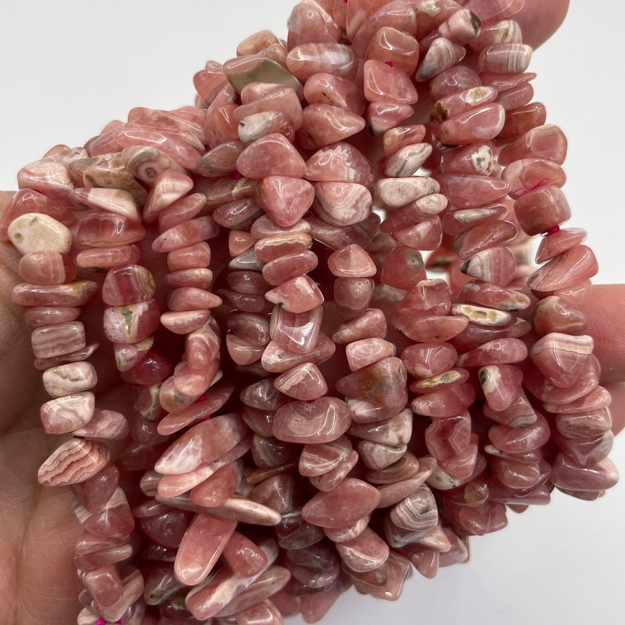 Rhodochrosite Drilled Chips Stretch Bracelet - RockZ Sourcing Hub