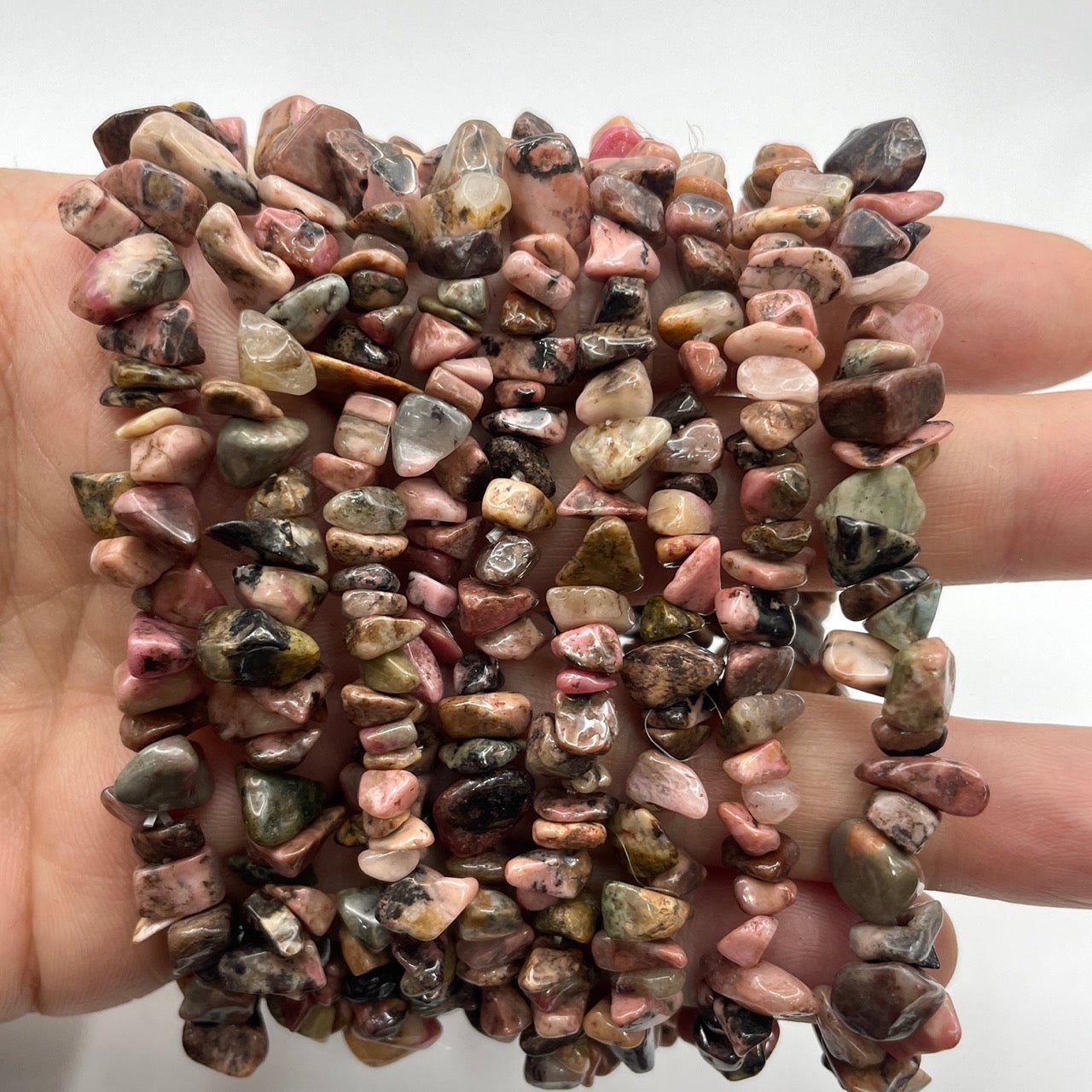 Rhodonite Drilled Chips Bracelet - RockZ Sourcing Hub
