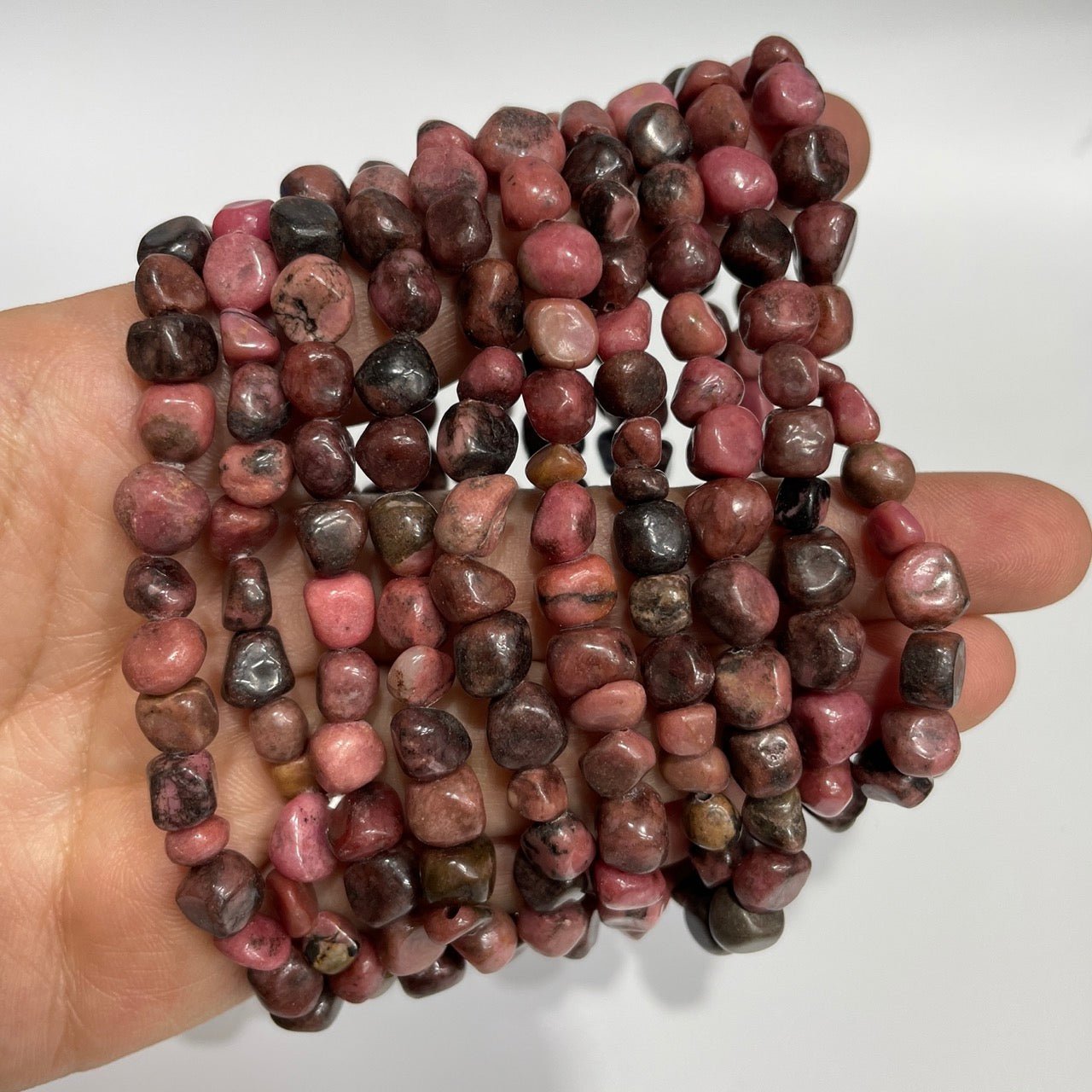 Rhodonite Drilled Nugget Stretch Bracelet - RockZ Sourcing Hub