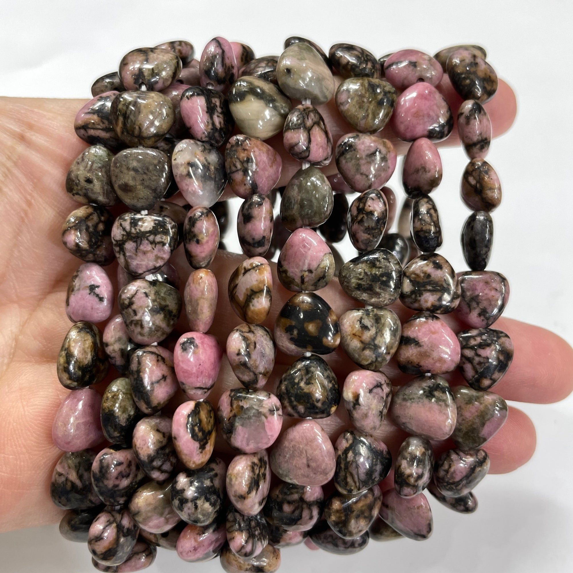 Rhodonite Heart-Shape Stretch Bracelet - RockZ Sourcing Hub