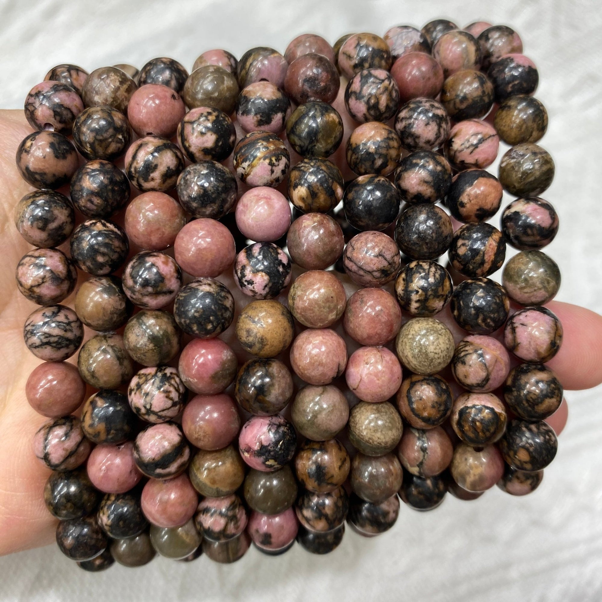 Rhodonite Round Bead Stretch Bracelet - RockZ Sourcing Hub