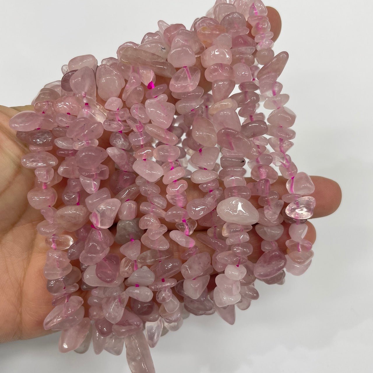 Rose Quartz Drilled Chips Stretch Bracelet - RockZ Sourcing Hub