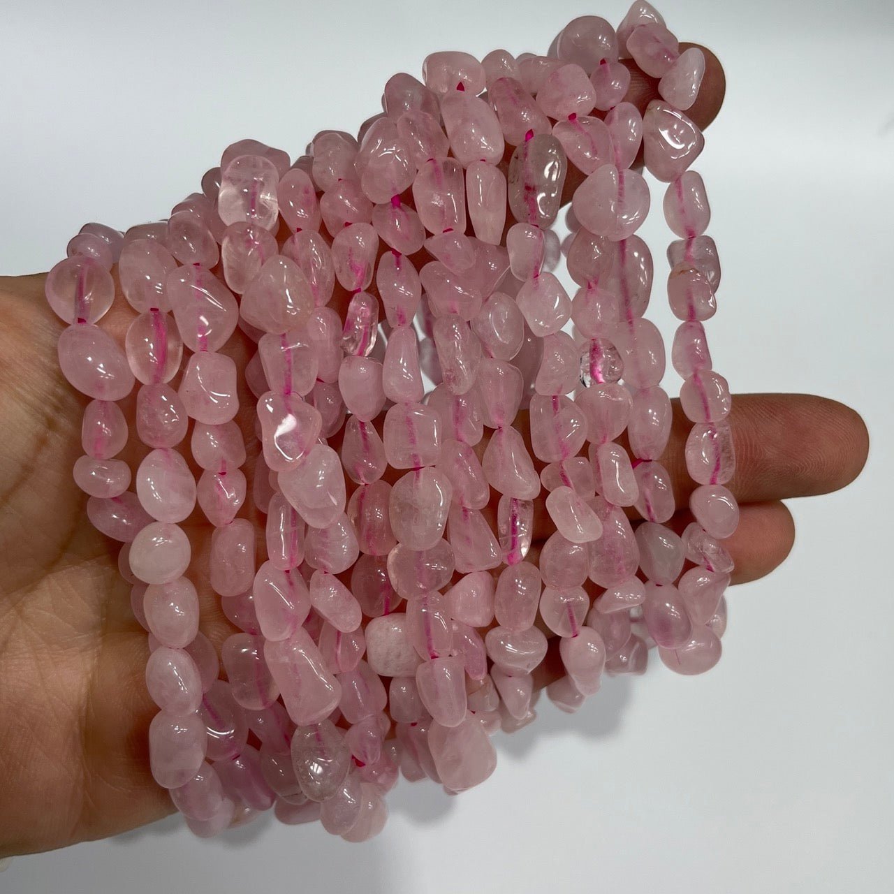 Rose Quartz Drilled Nugget Stretch Bracelet - RockZ Sourcing Hub
