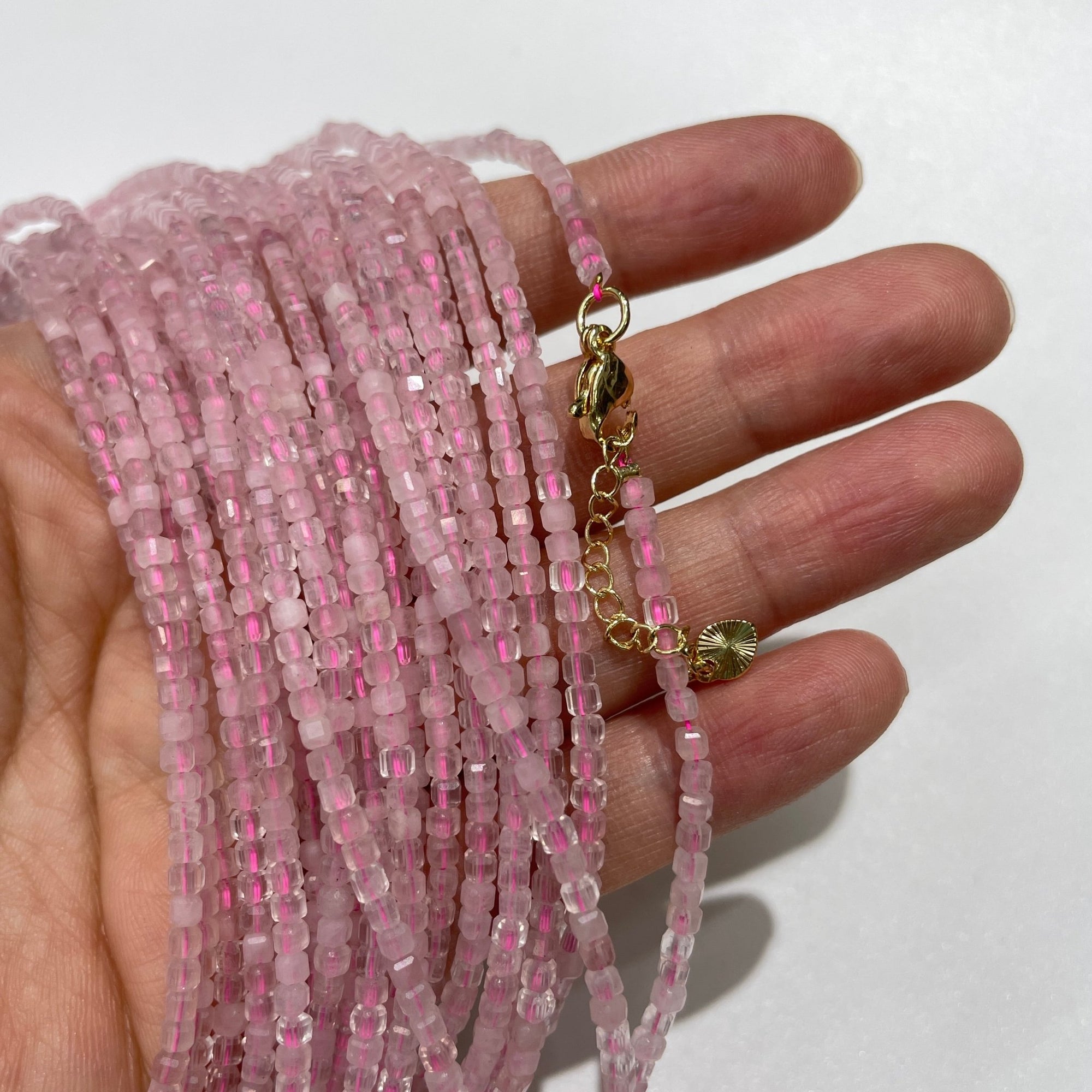 Rose Quartz Micro Faceted Cube Collar Necklace - RockZ Sourcing Hub