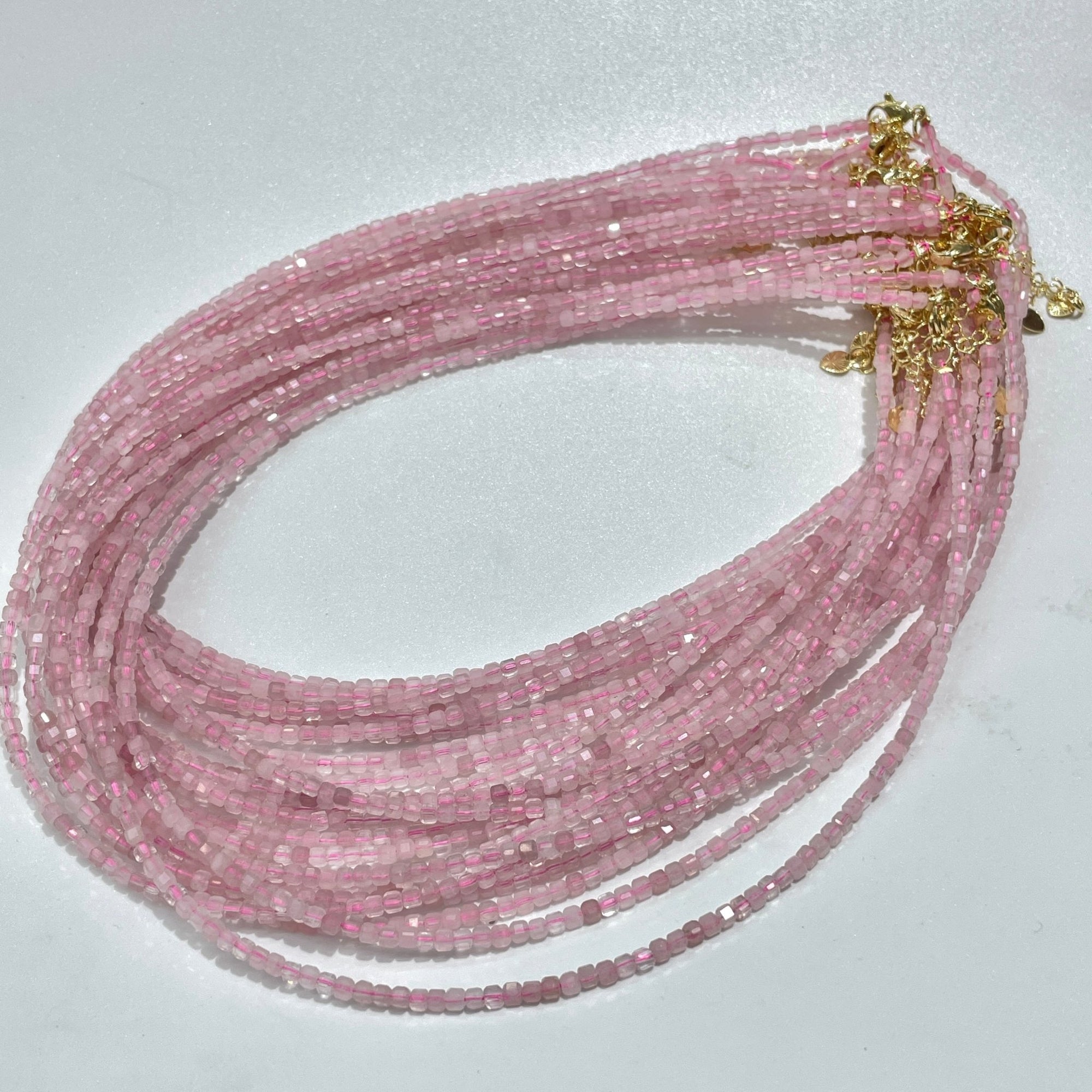 Rose Quartz Micro Faceted Cube Collar Necklace - RockZ Sourcing Hub