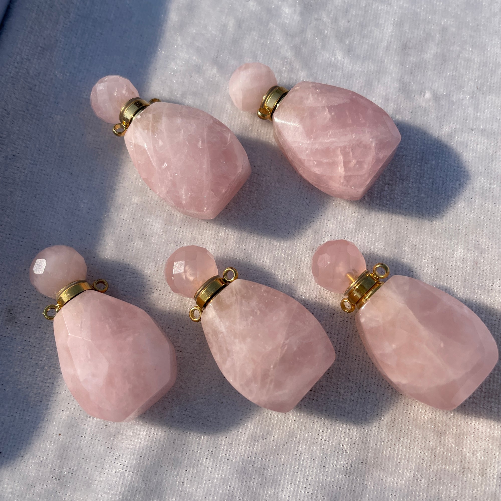 mini rose quartz perfume bottle