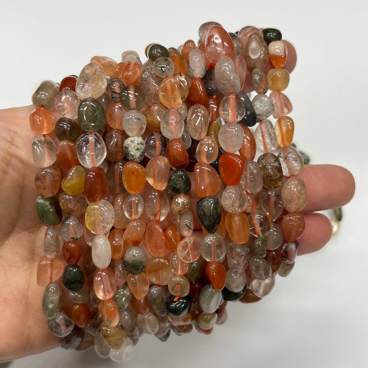 Rutilated Quartz Mixed Color Drilled Nugget Stretch Bracelet - RockZ Sourcing Hub