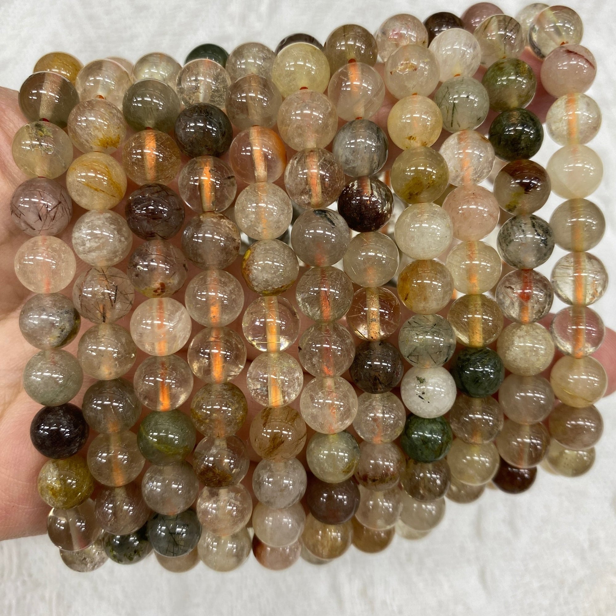 Rutilated Quartz Round Bead Stretch Bracelet - RockZ Sourcing Hub