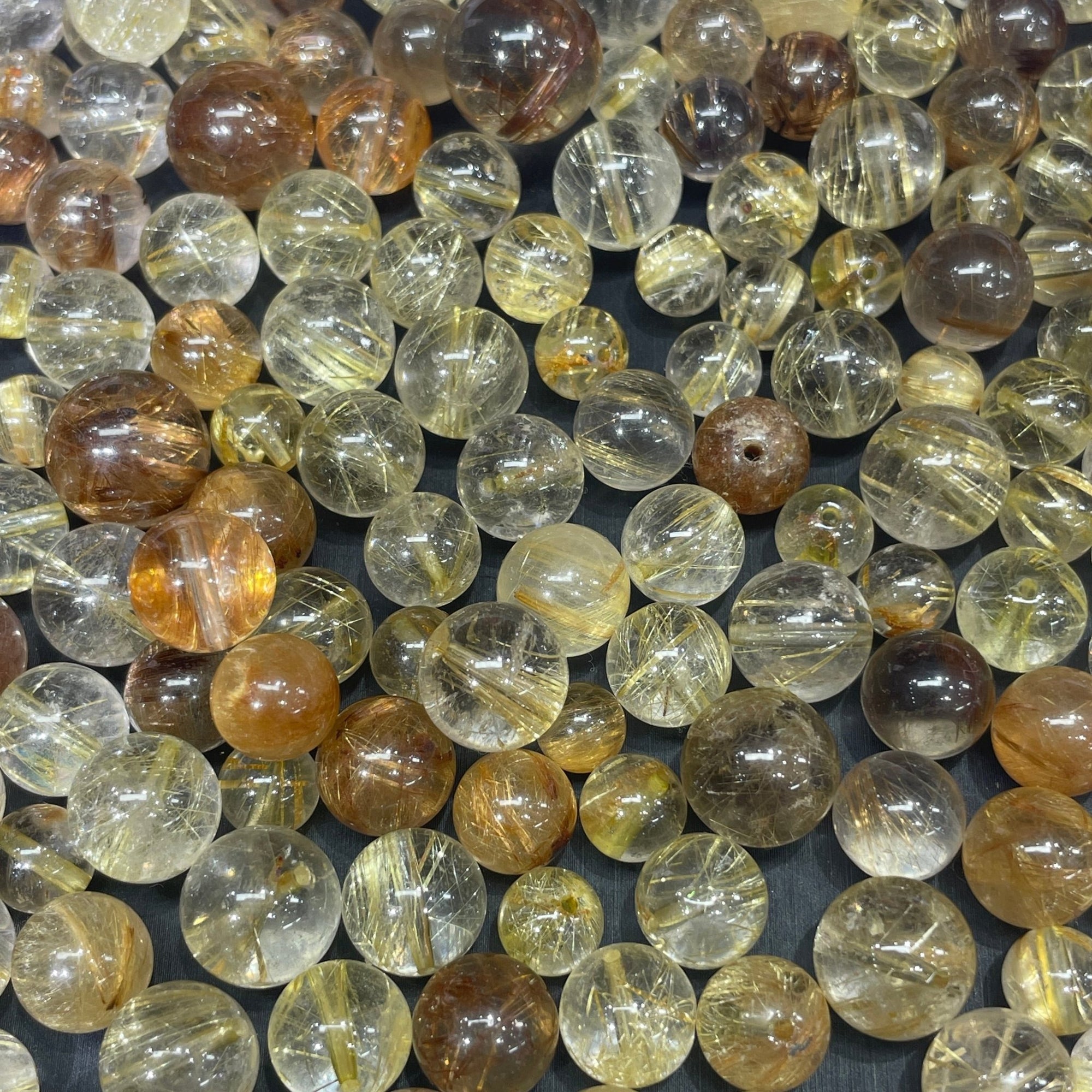 Single Golden Rutilated Quartz Polished Round Bead – Grade AAA (Drilled / Undrilled) - RockZ Sourcing Hub