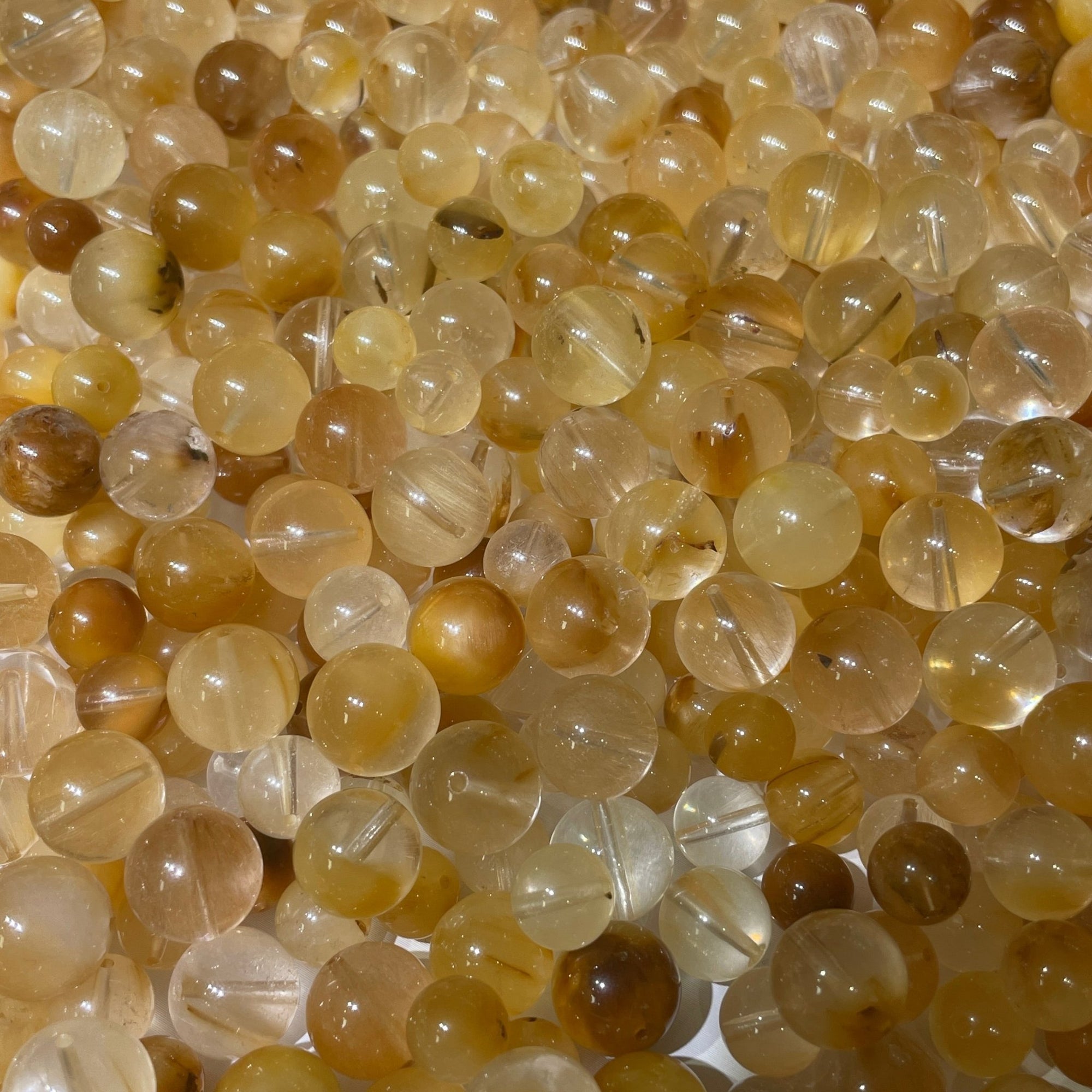 Single Yellow Rabbit Hair Quartz Polished Round Bead – Grade AAA (Drilled / Undrilled) - RockZ Sourcing Hub