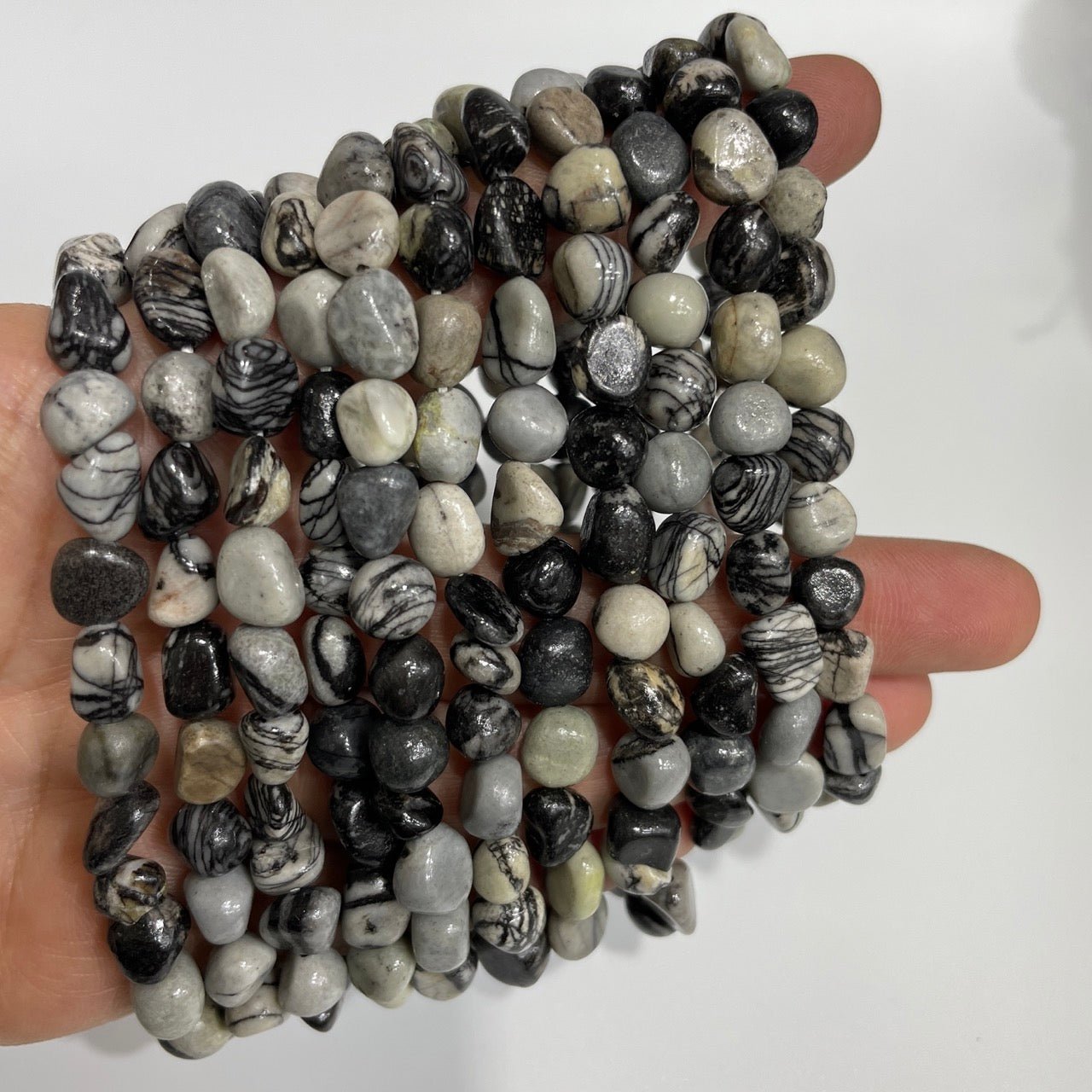 Spiderweb Jasper Drilled Nugget Stretch Bracelet - RockZ Sourcing Hub
